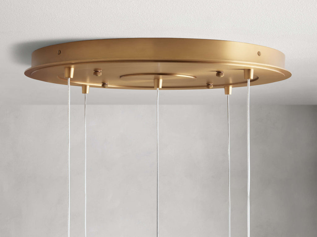 Satin Brass Glass Round chandelier - Kora Wisp for dining room view 6