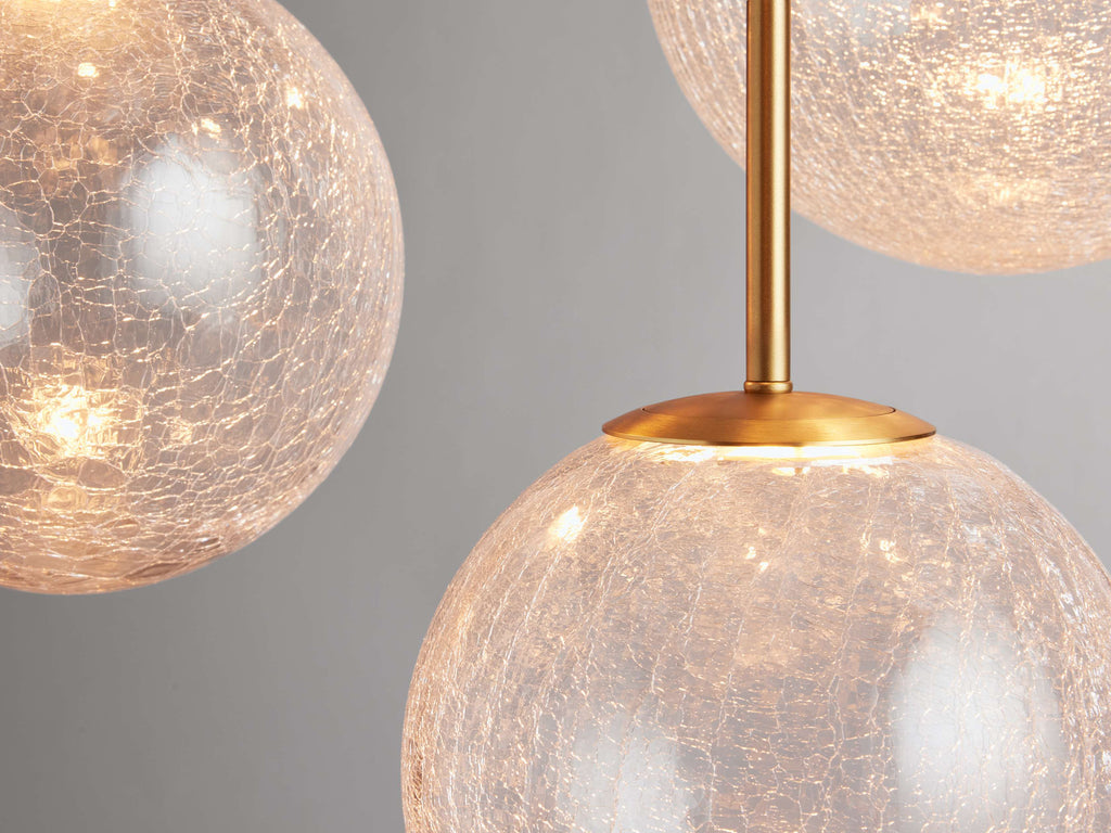 Satin Brass Glass Round chandelier - Kora Wisp for dining room view 5