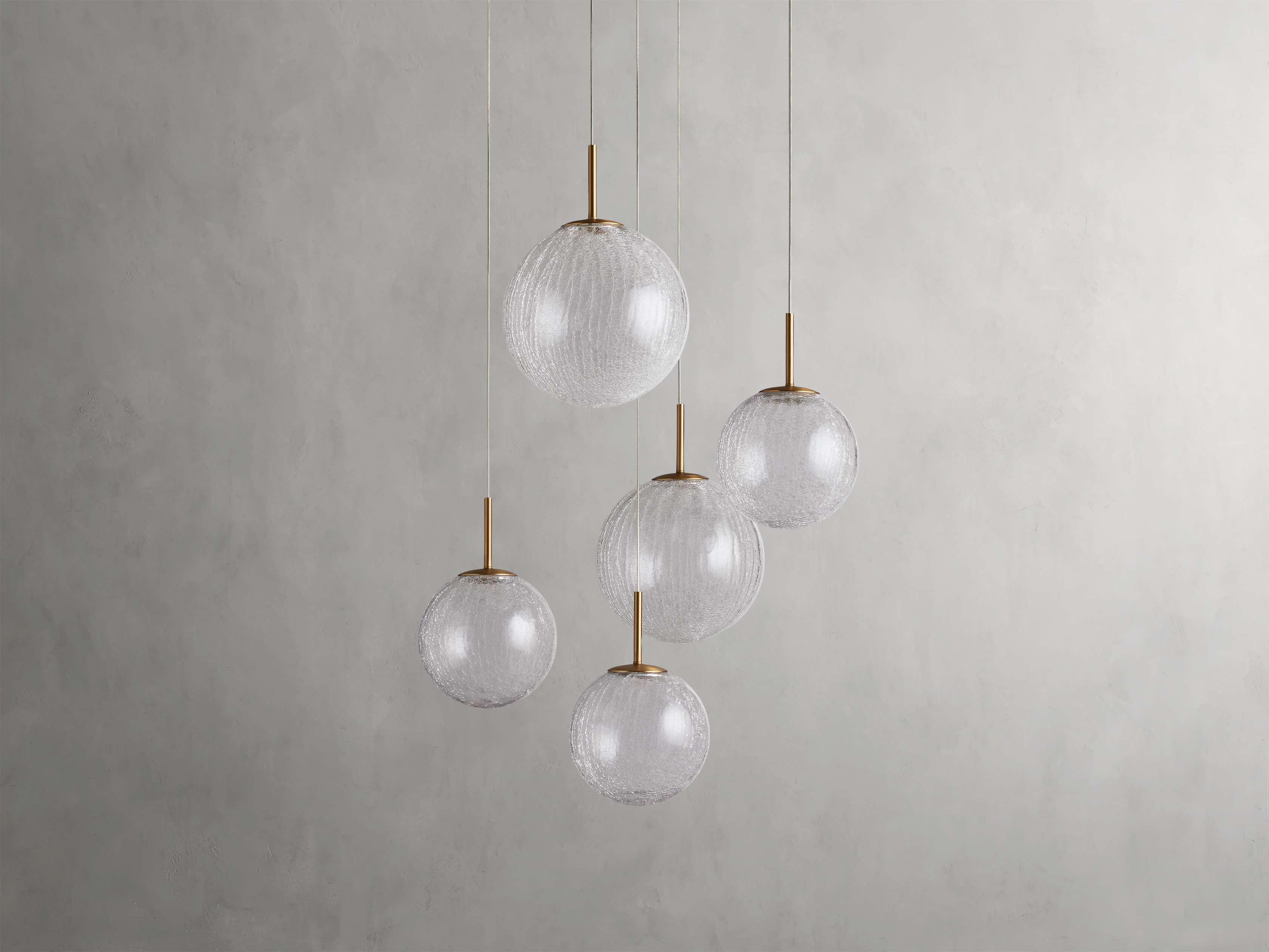 Satin Brass Glass Round chandelier - Kora Wisp for dining room view 4