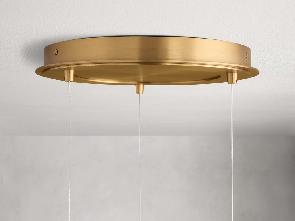 Satin Brass Glass Round chandelier - Kora Wisp for dining room view 19