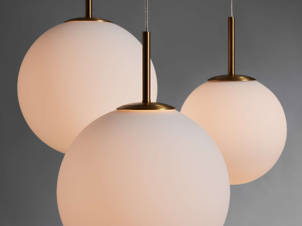 Satin Brass Glass Round chandelier - Kora Wisp for dining room view 18