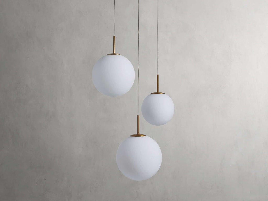 Satin Brass Glass Round chandelier - Kora Wisp for dining room view 17