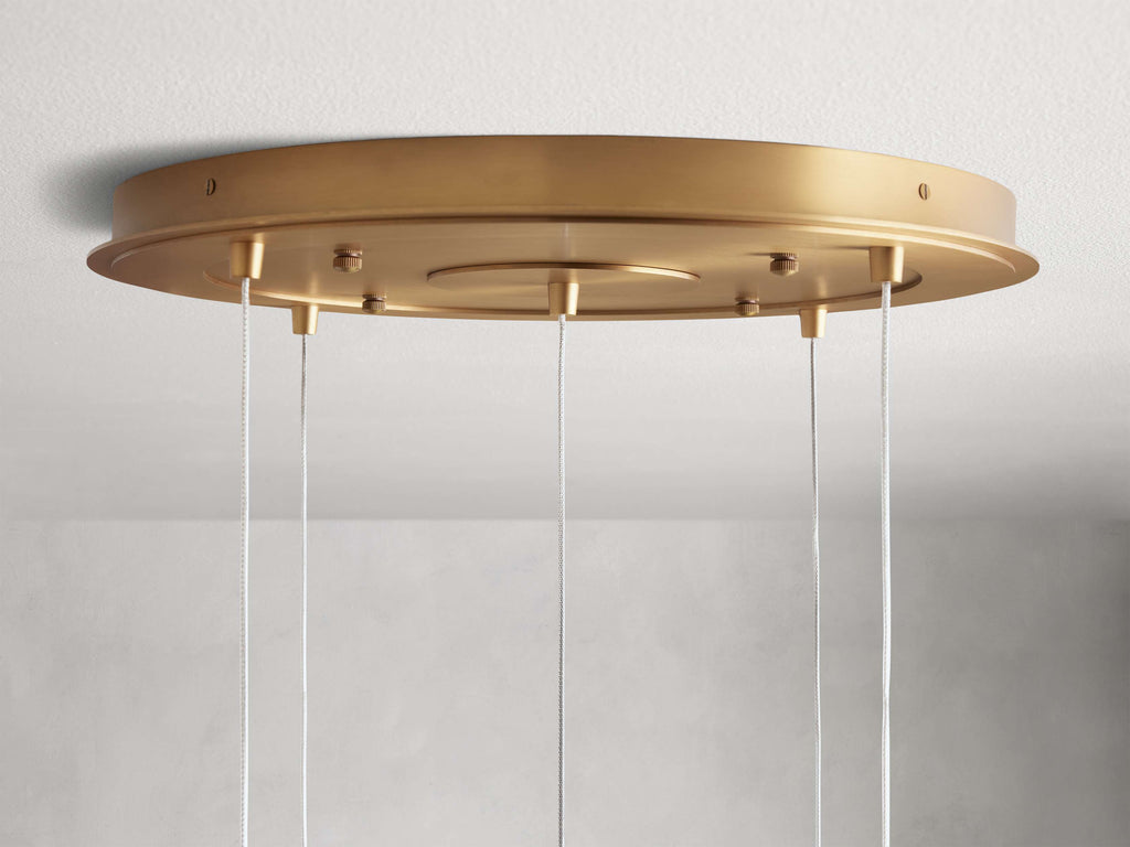 Satin Brass Glass Round chandelier - Kora Wisp for dining room view 23