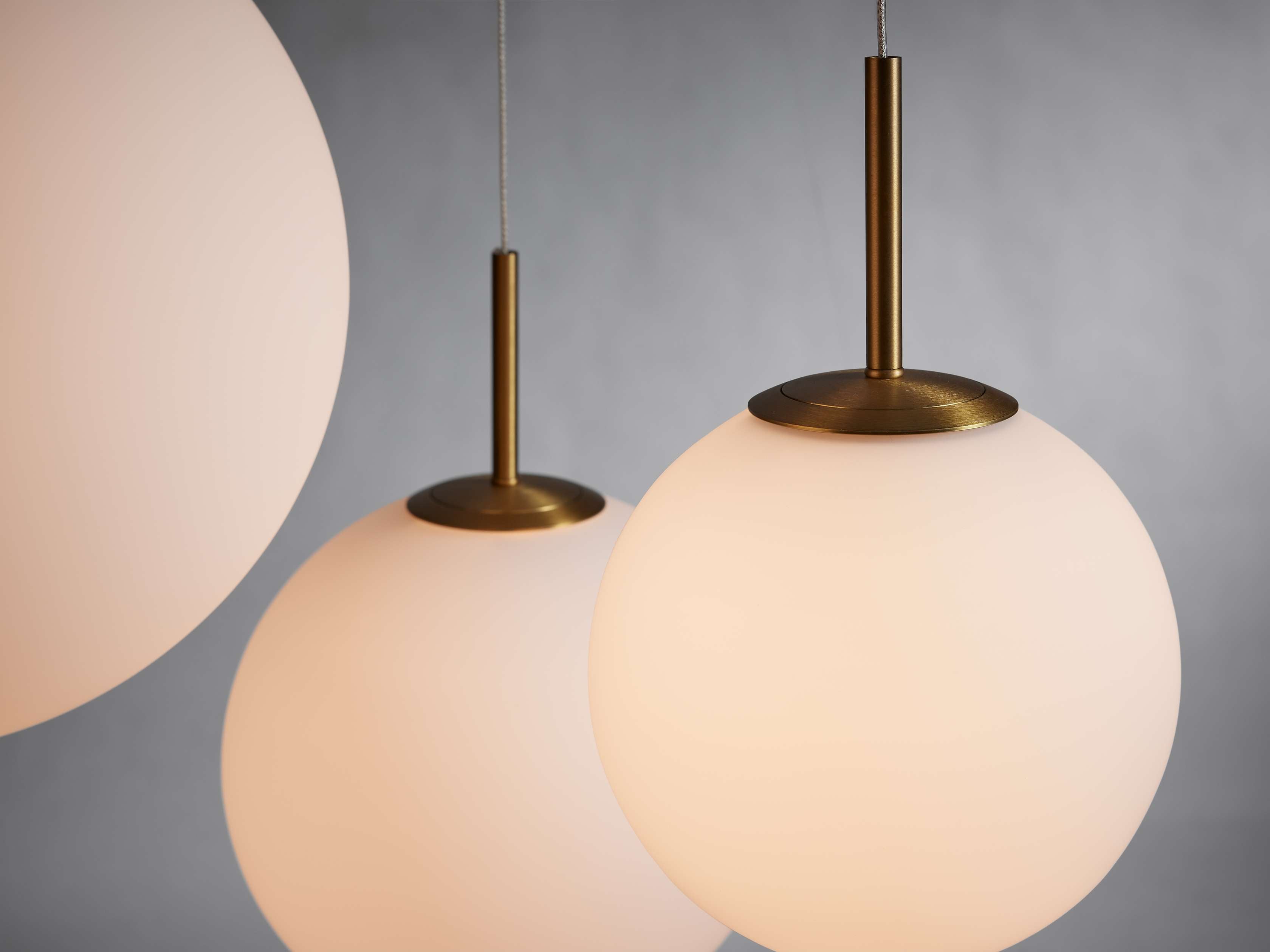Satin Brass Glass Round chandelier - Kora Wisp for dining room view 21