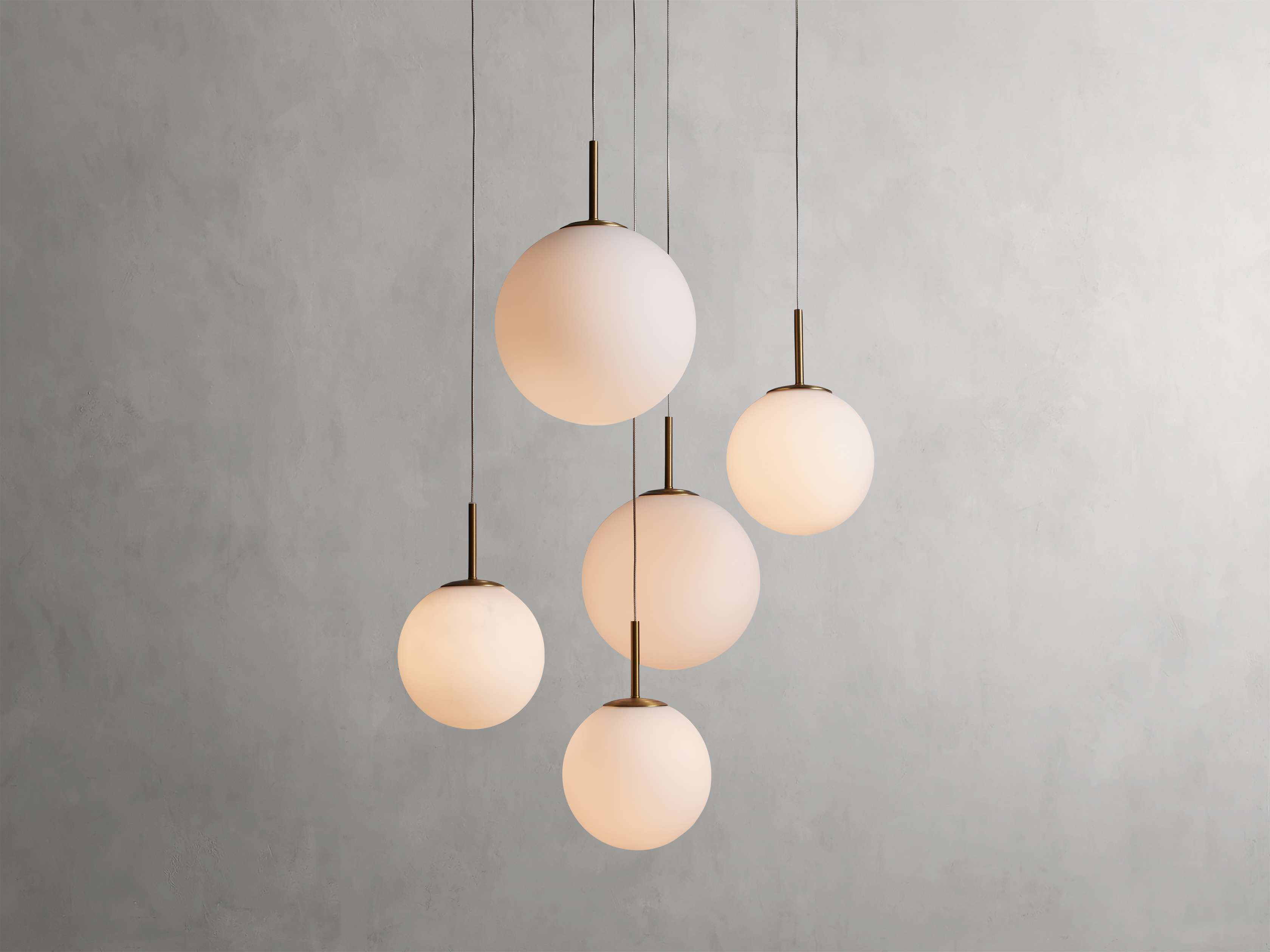 Satin Brass Glass Round chandelier - Kora Wisp for dining room view 32