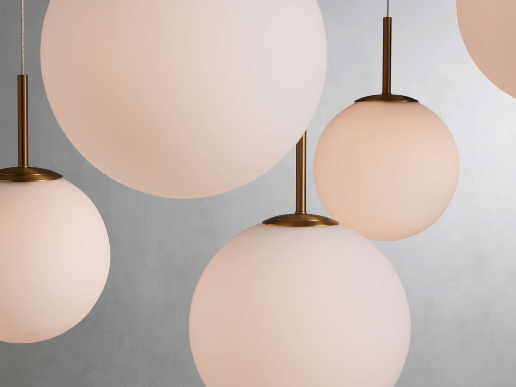 Satin Brass Glass Round chandelier - Kora Wisp for dining room view 25