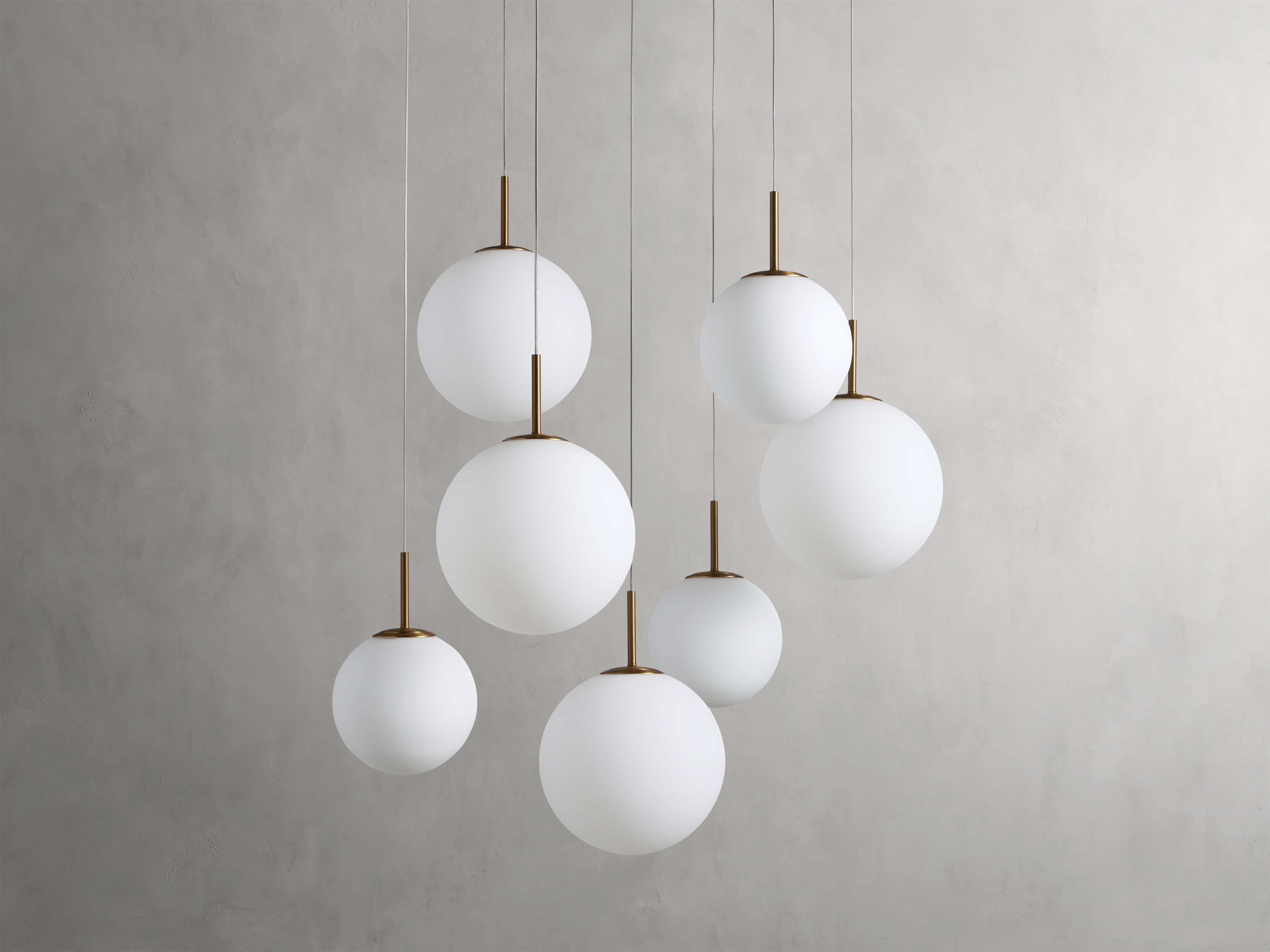Satin Brass Glass Round chandelier - Kora Wisp for dining room view 24