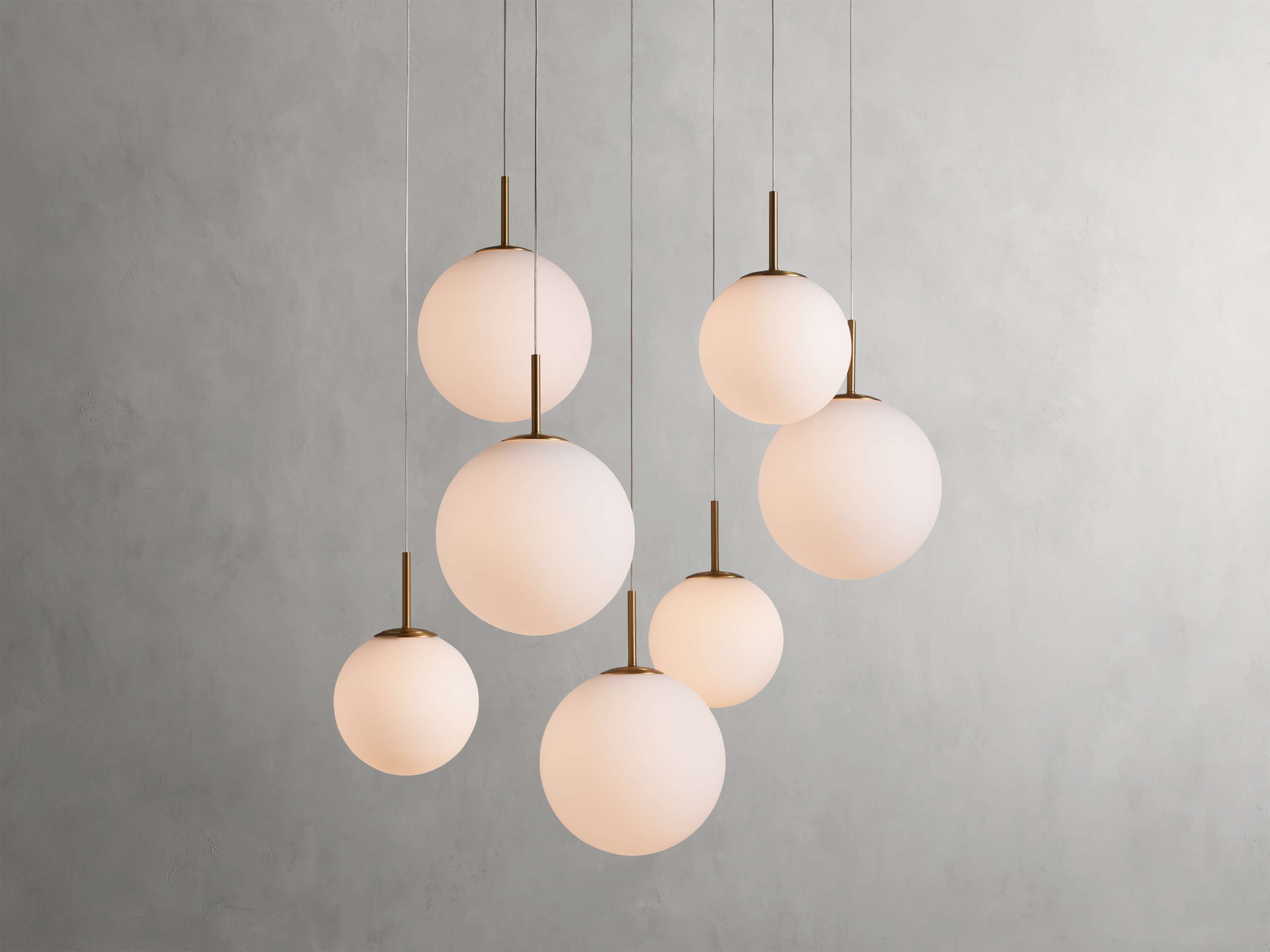 Satin Brass Glass Round chandelier - Kora Wisp for dining room view 33