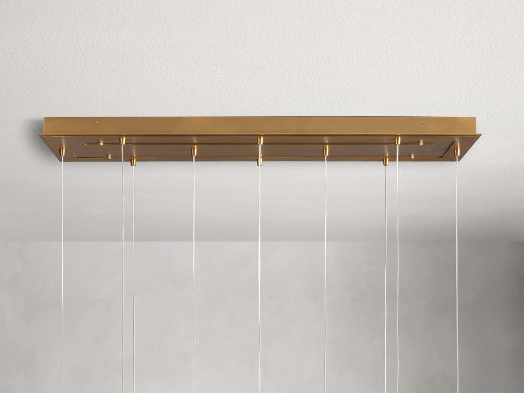 Satin Brass Glass Linear chandelier - Juno Court for dining room view 7