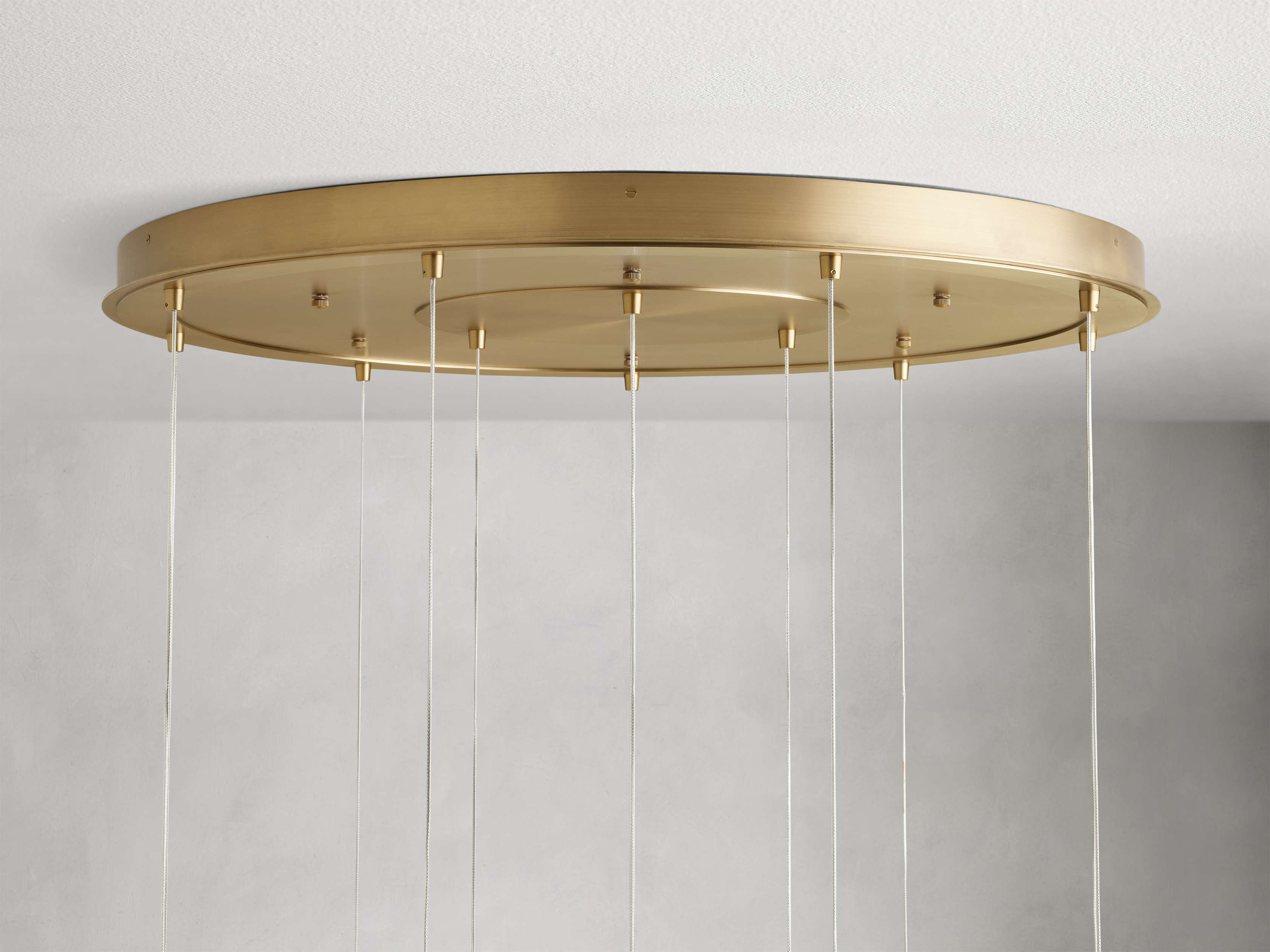 Satin Brass Glass Round chandelier - Kora Wisp for dining room view 29