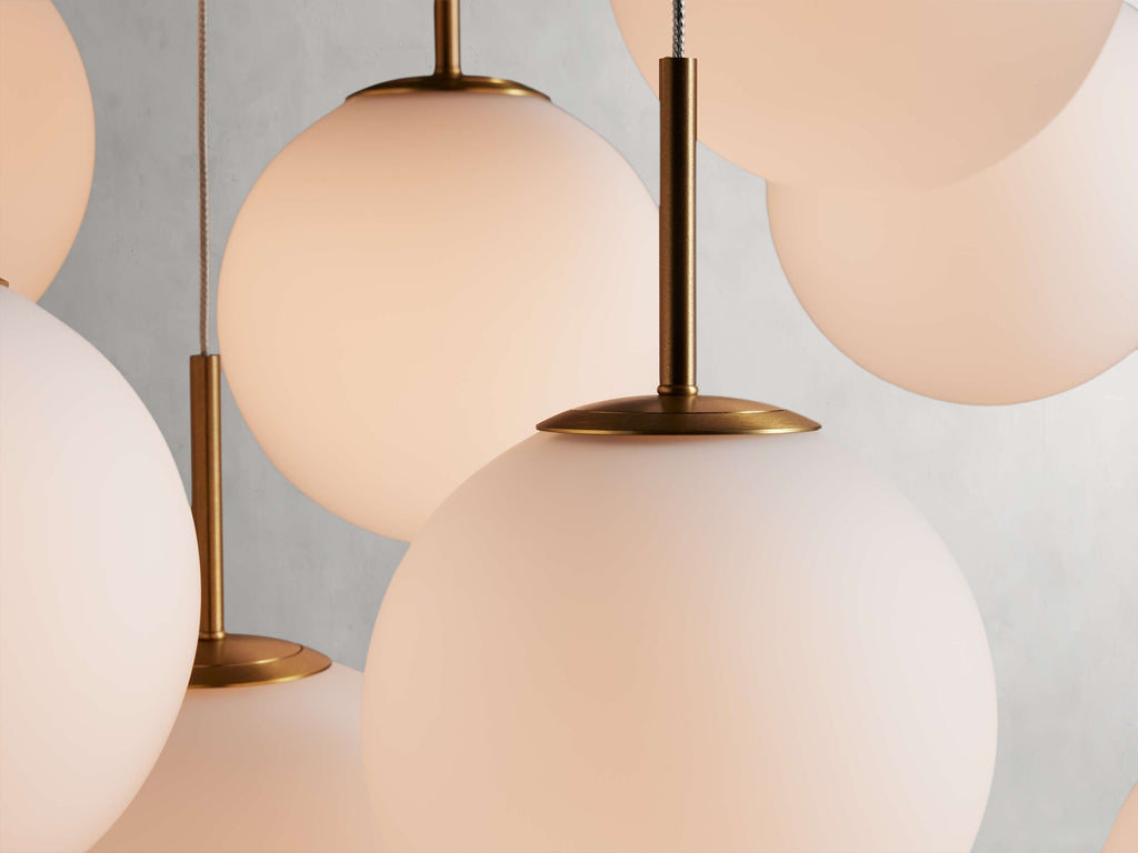 Satin Brass Glass Linear chandelier - Juno Court for dining room view 4