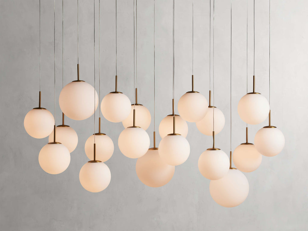 Satin Brass Glass Linear chandelier - Juno Court for dining room view 9