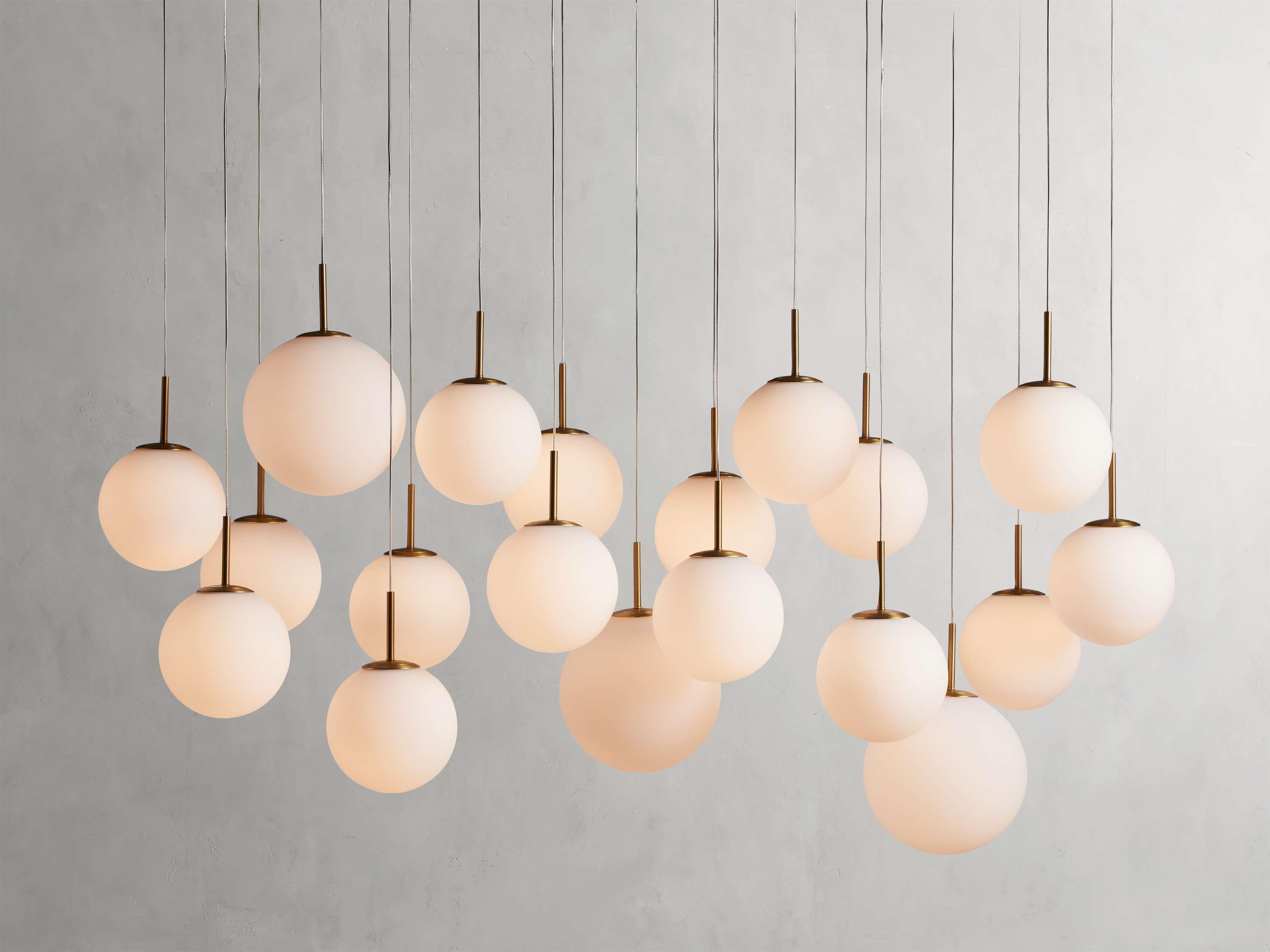 Satin Brass Glass Linear chandelier - Juno Court for dining room view 9