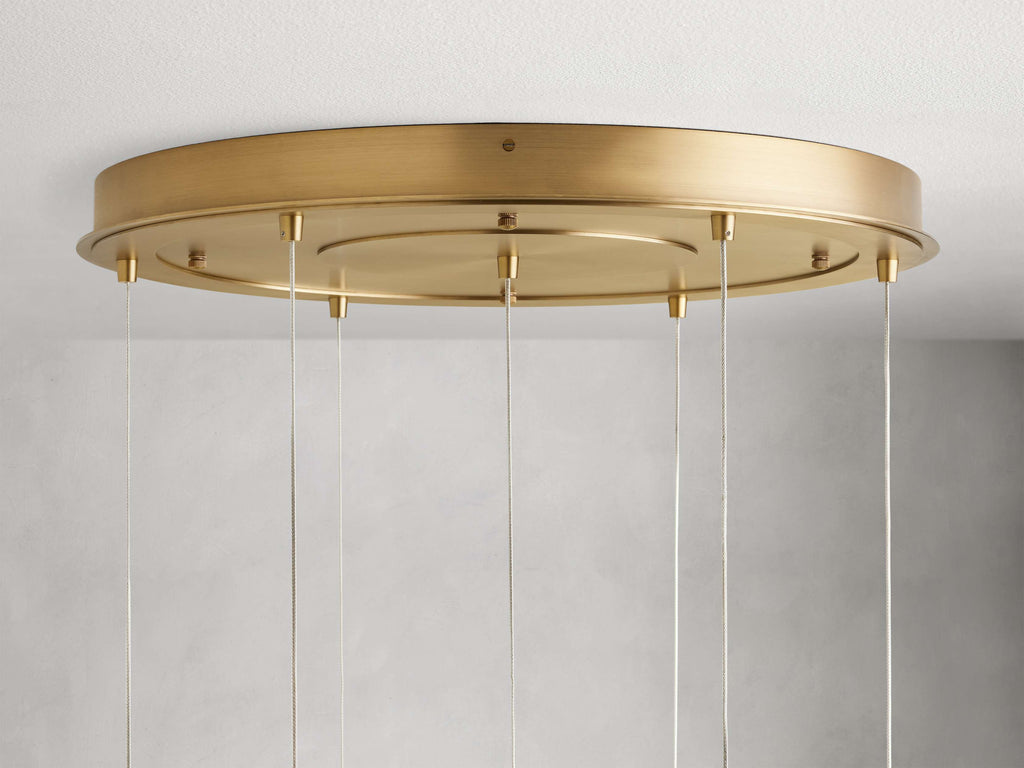 Satin Brass Glass Round chandelier - Kora Wisp for dining room view 13