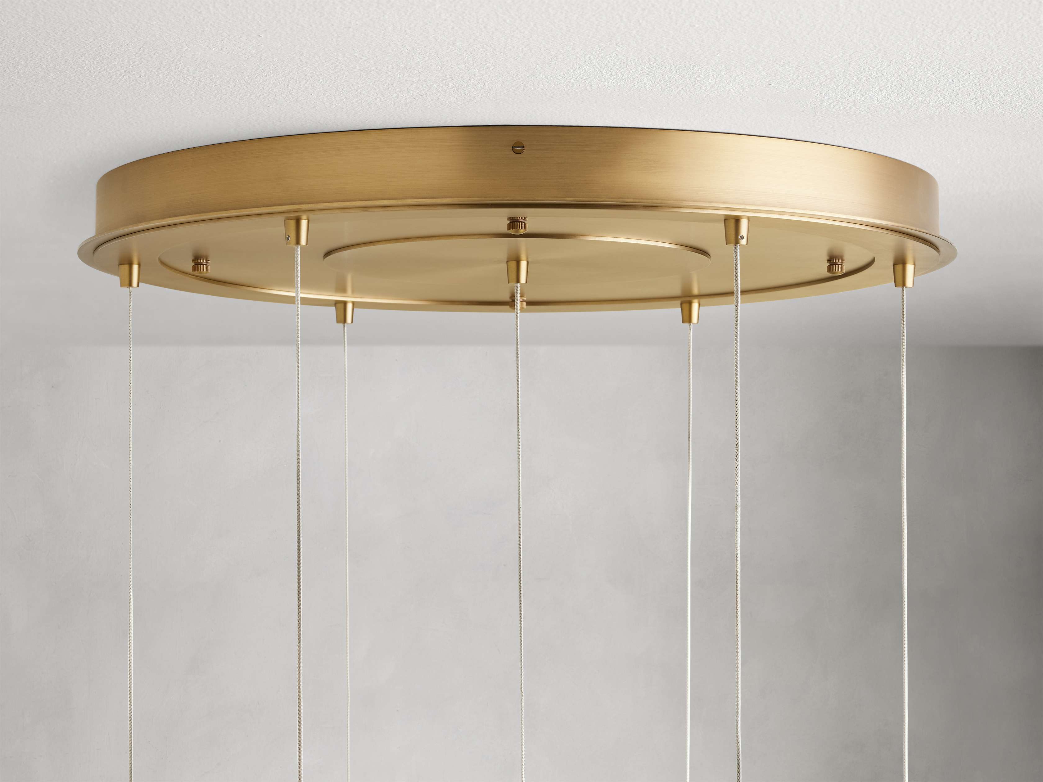 Satin Brass Glass Round chandelier - Kora Wisp for dining room view 13