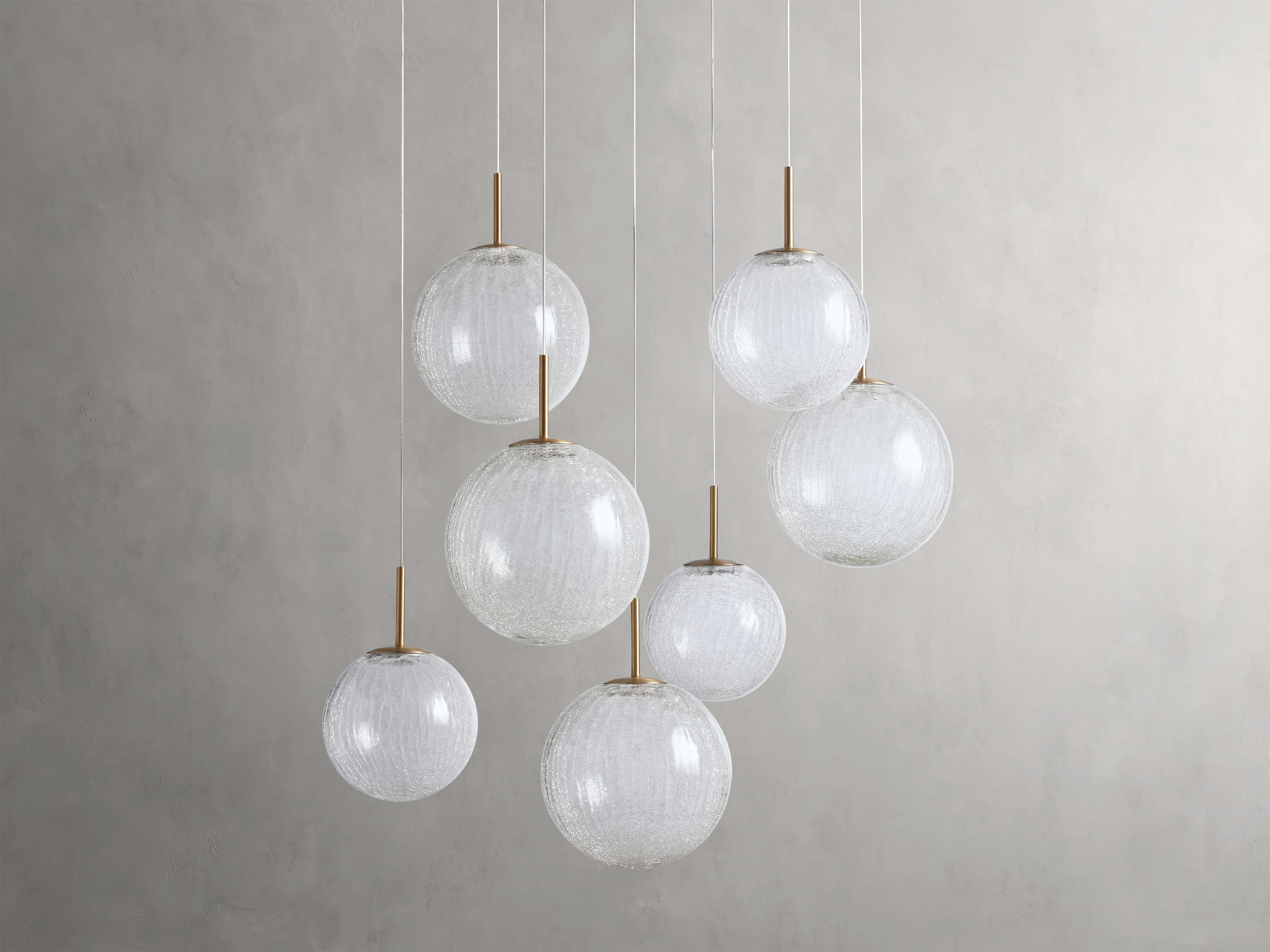 Satin Brass Glass Round chandelier - Kora Wisp for dining room view 10