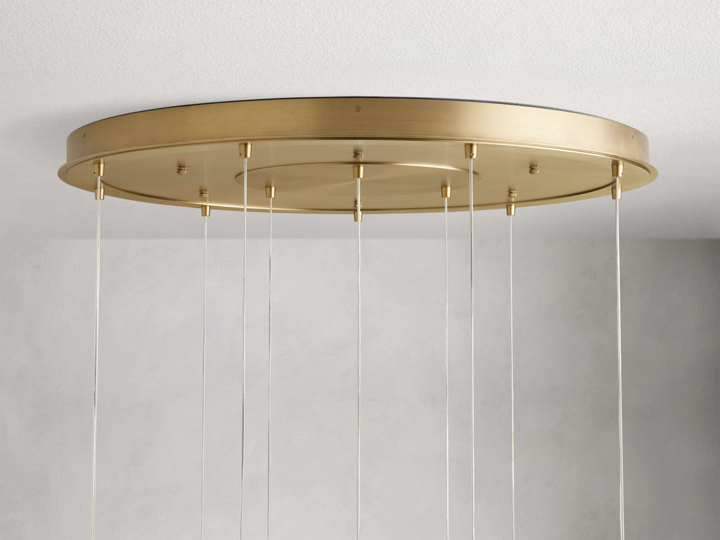 Satin Brass Glass Round chandelier - Kora Wisp for dining room view 16