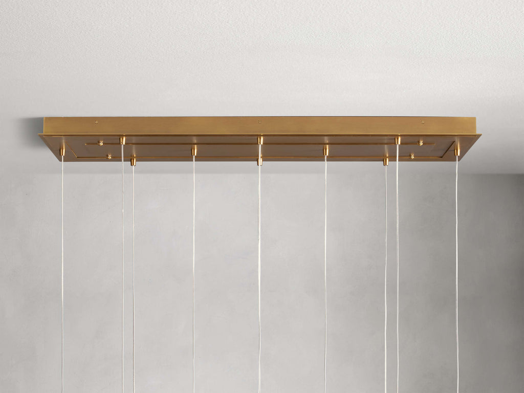Satin Brass Glass Linear chandelier - Juno Court for dining room view 2