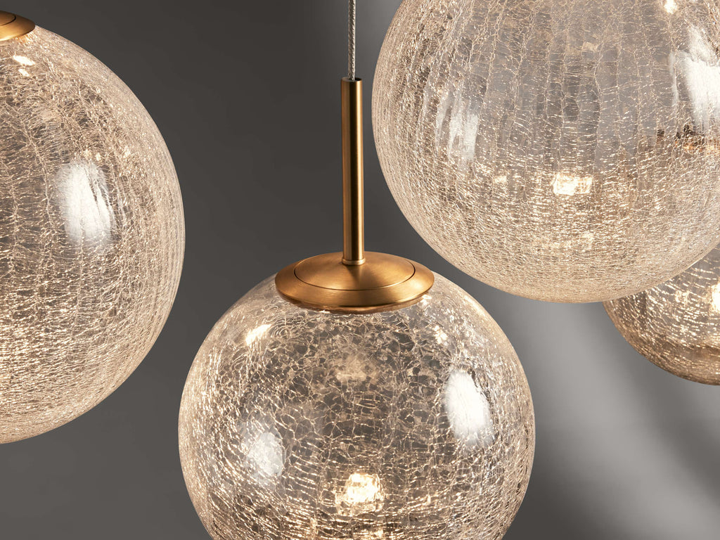 Satin Brass Glass Linear chandelier - Juno Court for dining room view 15