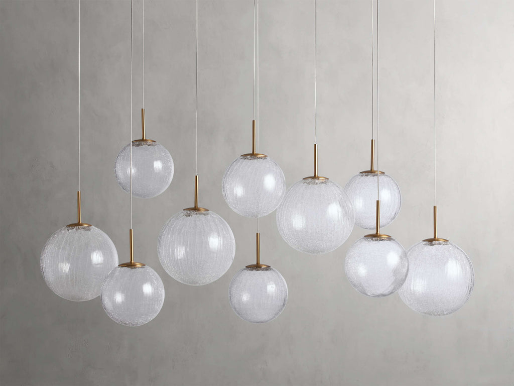 Satin Brass Glass Linear chandelier - Juno Court for dining room view 14