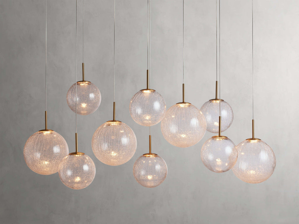 Satin Brass Glass Linear chandelier - Juno Court for dining room view 8