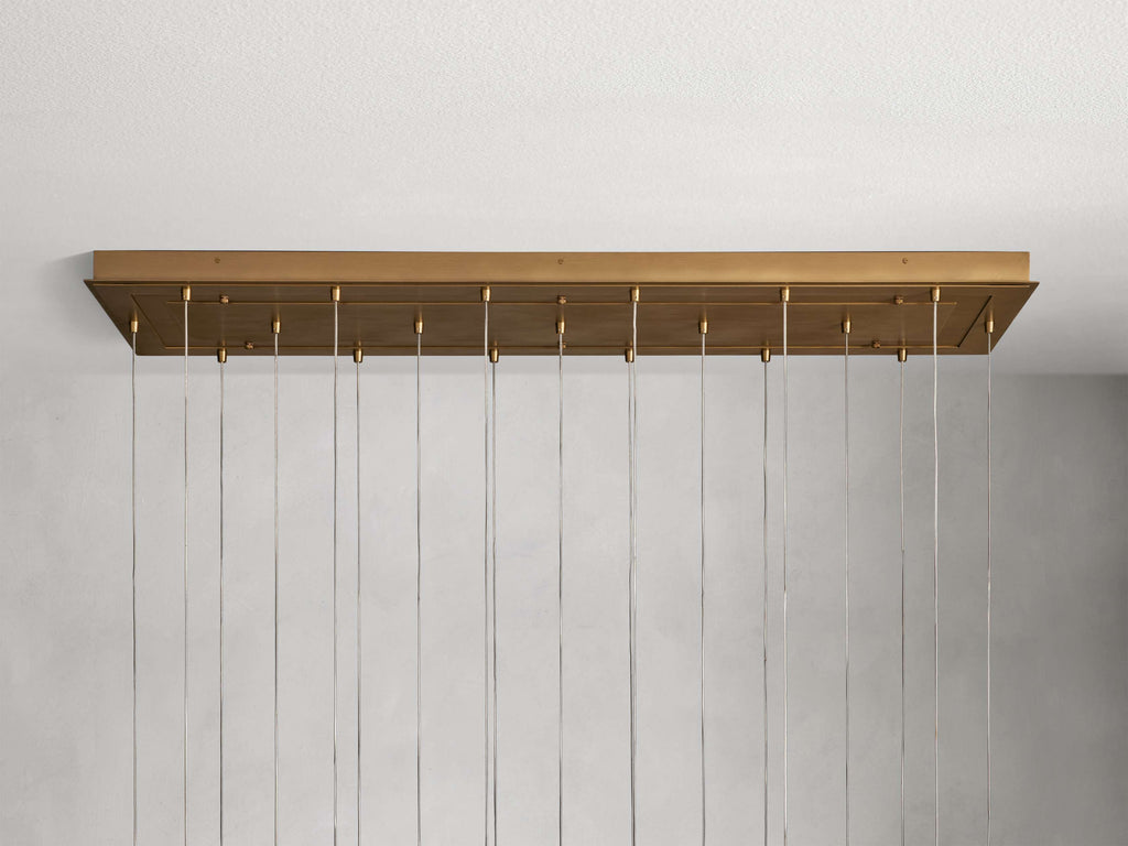 Satin Brass Glass Linear chandelier - Juno Court for dining room view 13