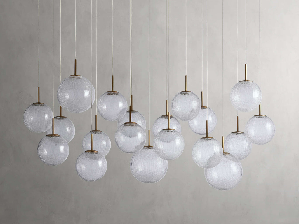 Satin Brass Glass Linear chandelier - Juno Court for dining room view 11