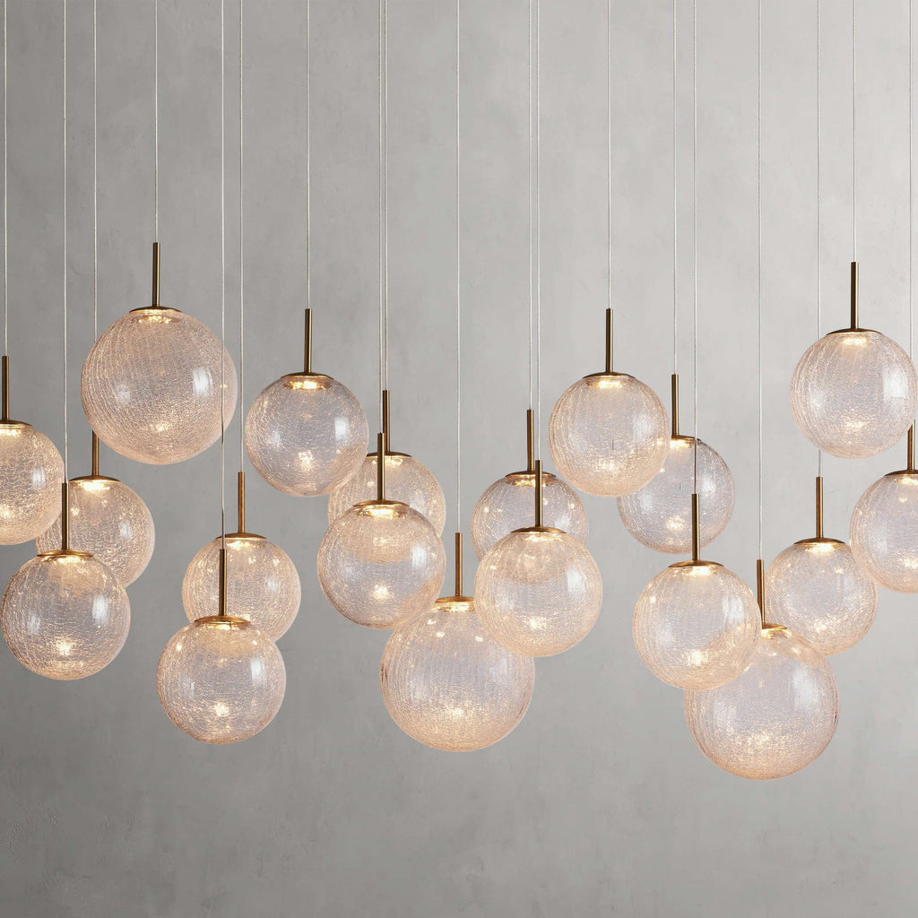 Satin Brass Glass Linear chandelier - Juno Court for dining room view 1