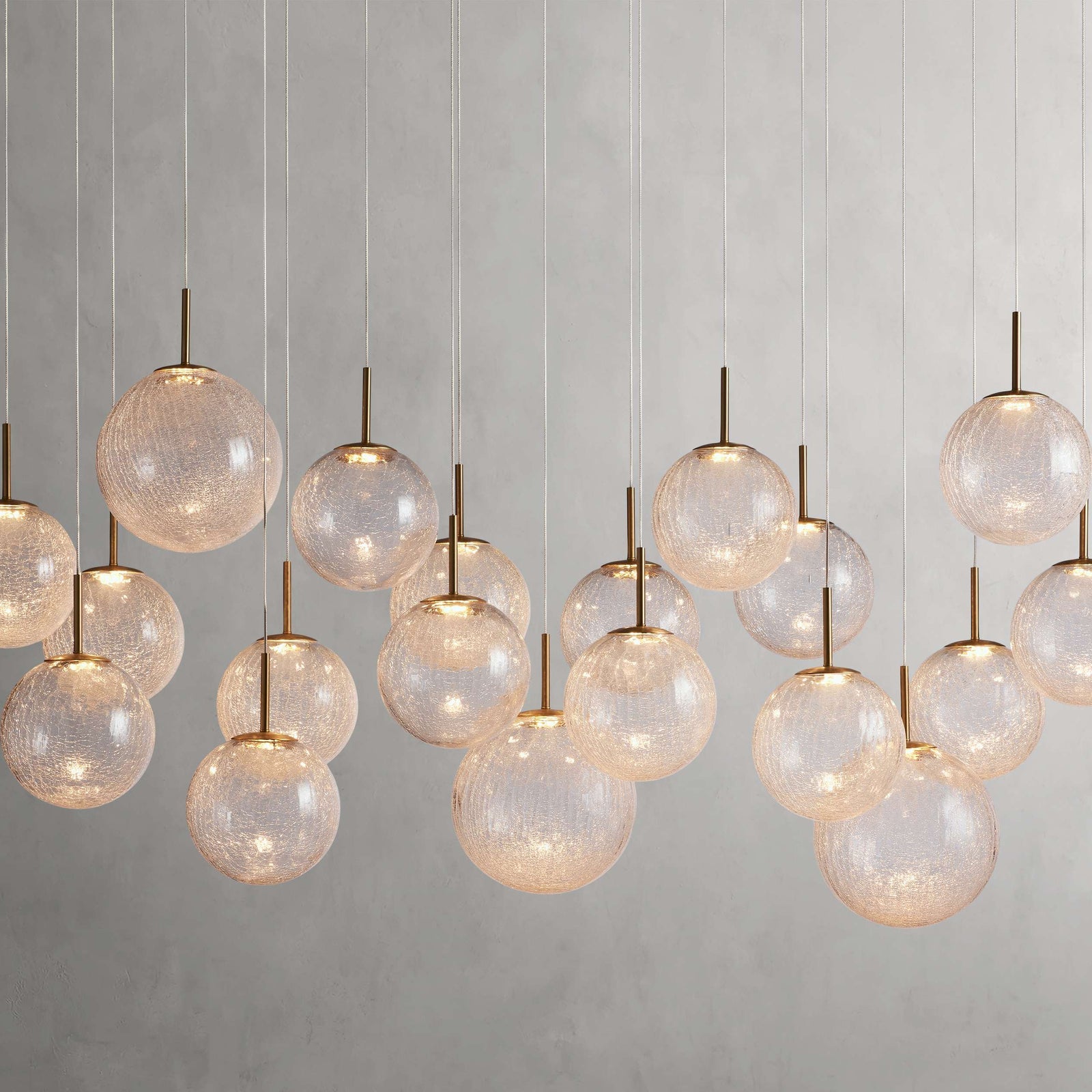 Satin Brass Glass Linear chandelier - Juno Court for dining room view 1