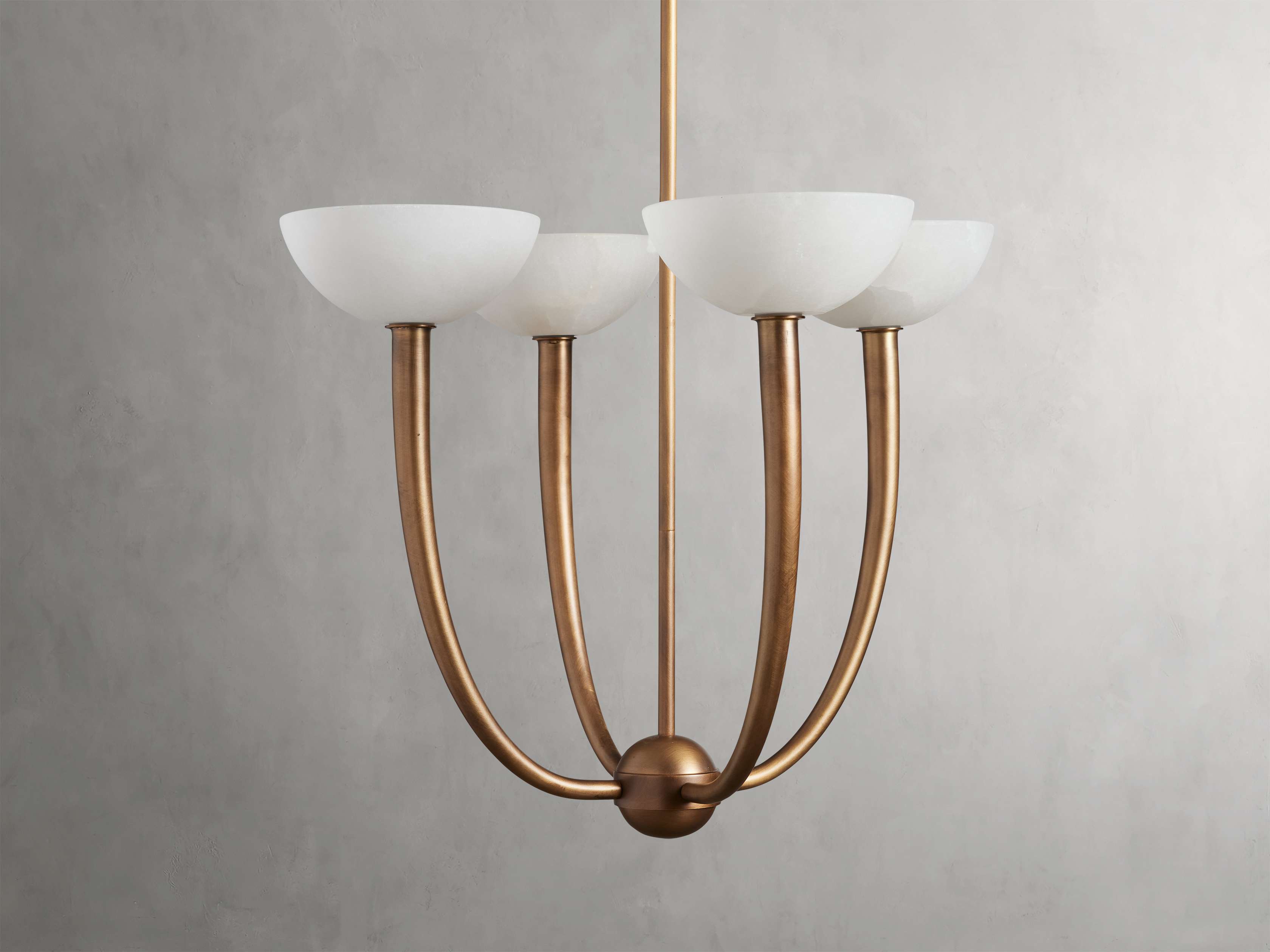 Antique Brass Alabaster chandelier - Vesper Court for dining room view 13