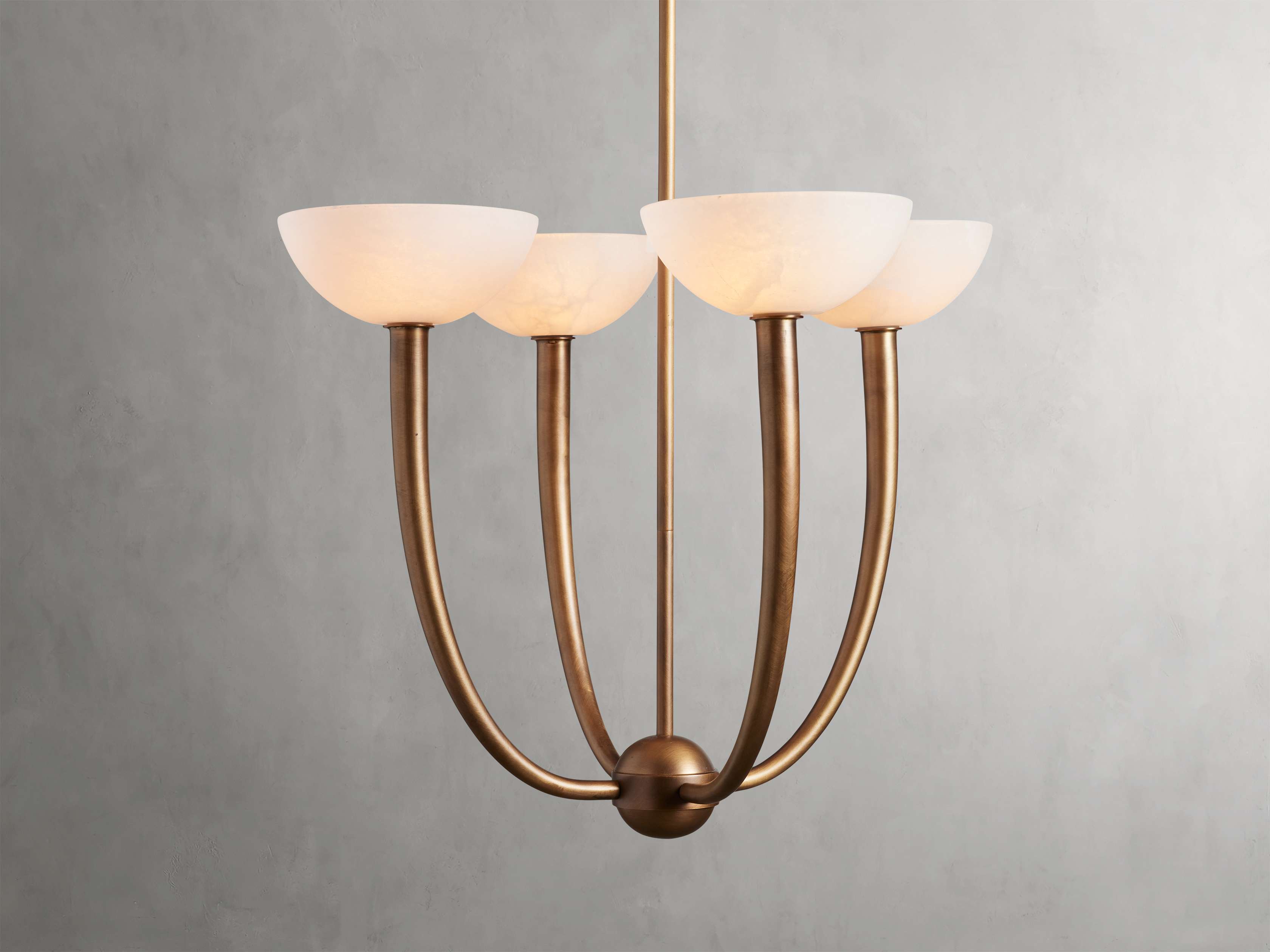 Antique Brass Alabaster chandelier - Vesper Court for dining room view 8