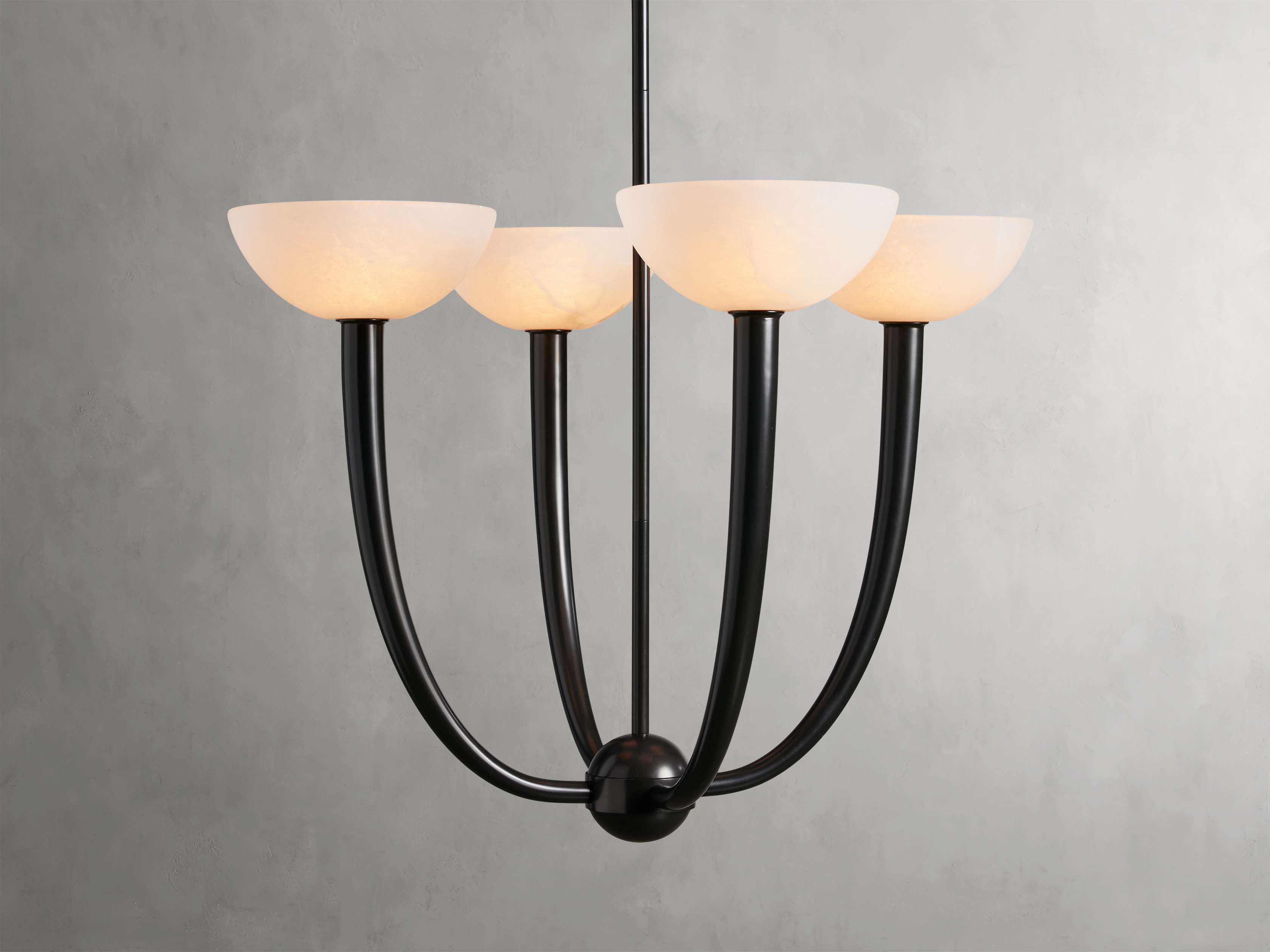 Antique Brass Alabaster chandelier - Vesper Court for dining room view 10