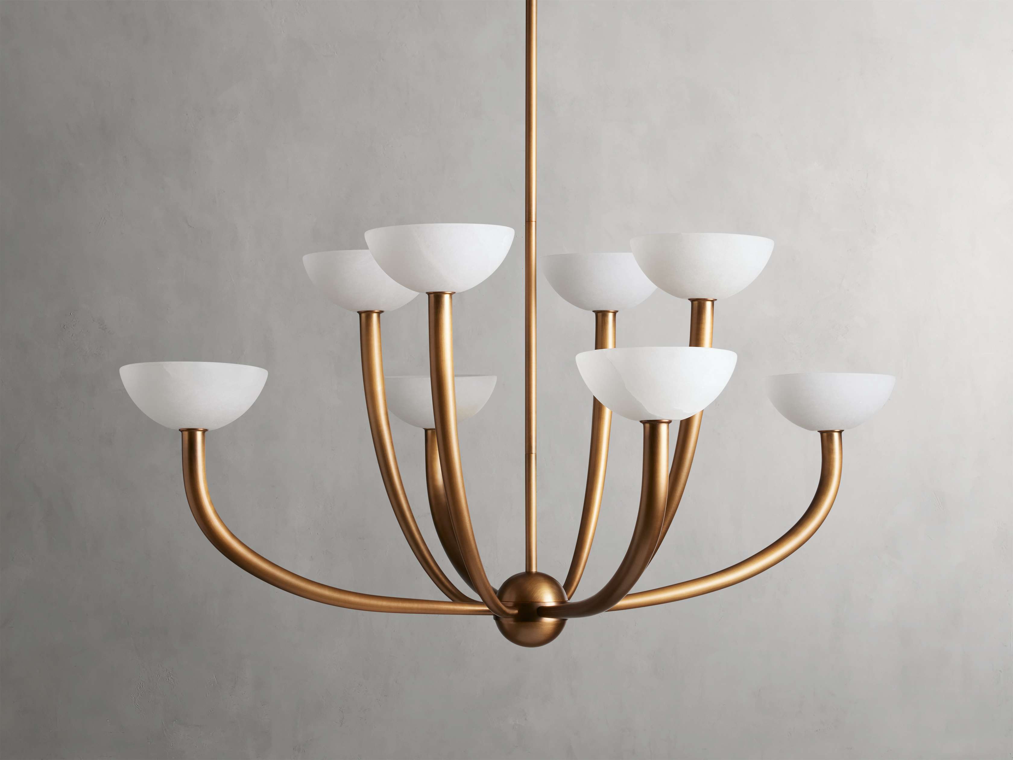 Antique Brass Alabaster chandelier - Vesper Court for dining room view 11