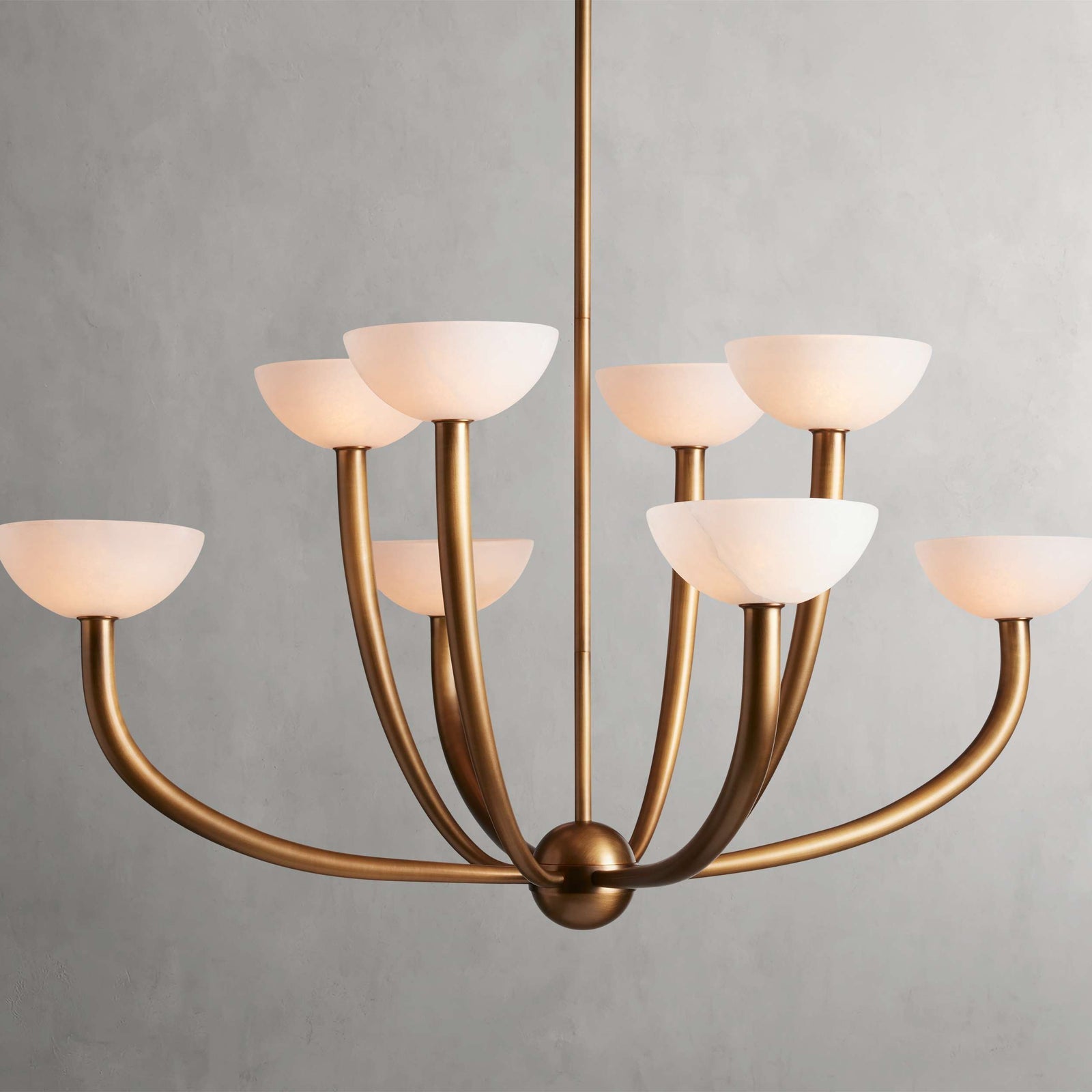 Antique Brass Alabaster chandelier - Vesper Court for dining room view 1