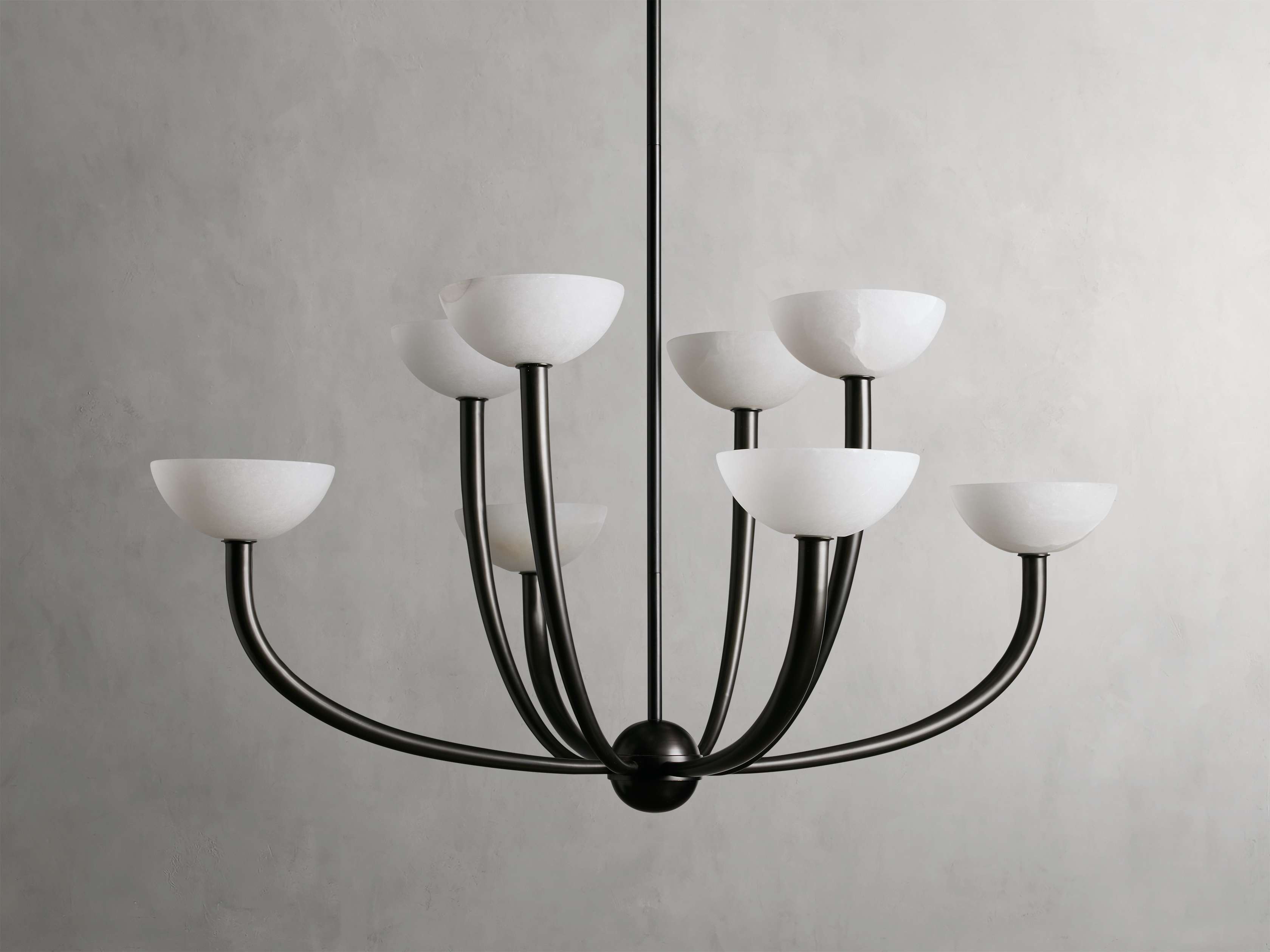 Antique Brass Alabaster chandelier - Vesper Court for dining room view 3