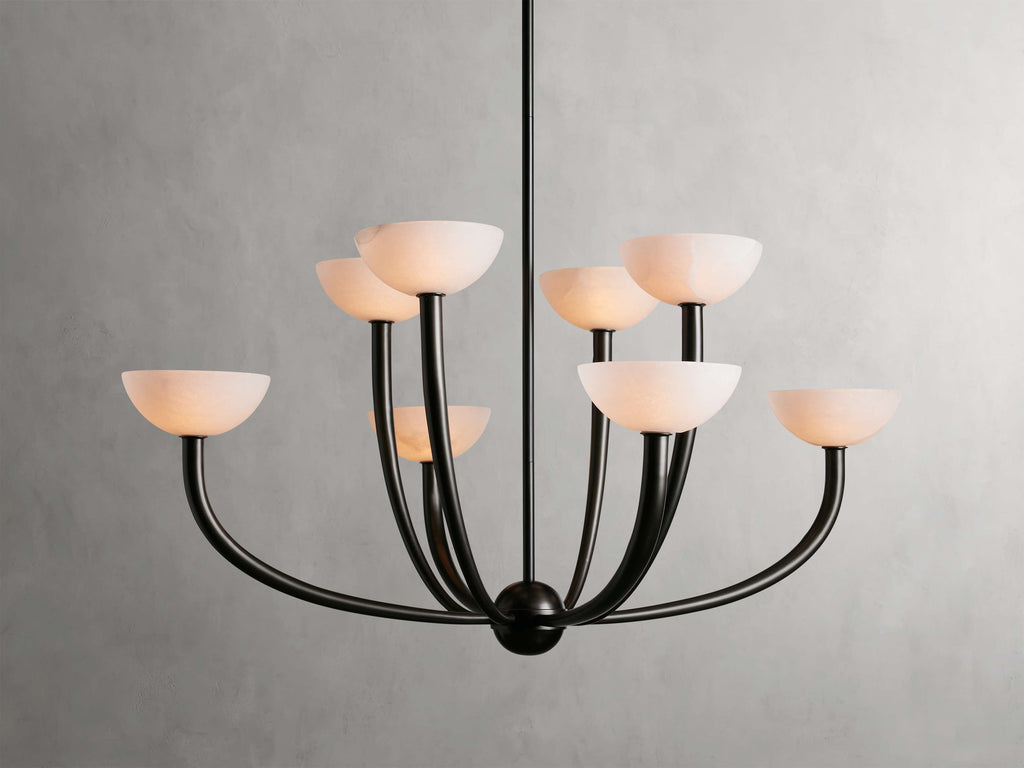 Antique Brass Alabaster chandelier - Vesper Court for dining room view 9