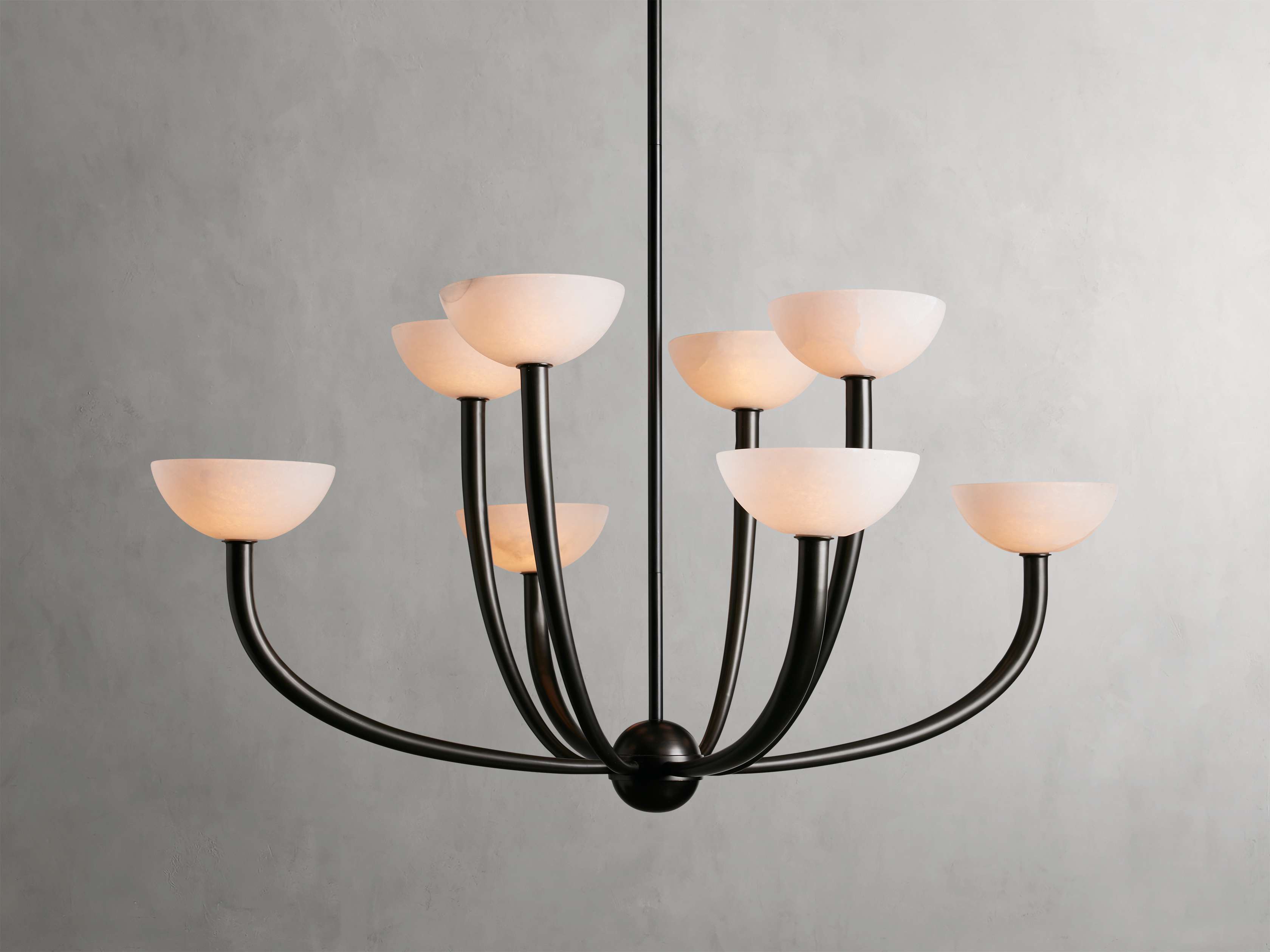 Antique Brass Alabaster chandelier - Vesper Court for dining room view 9
