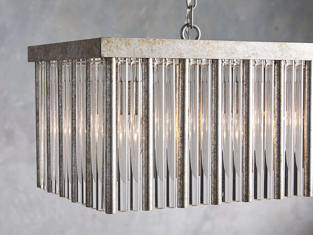 Silver Glass Round chandelier - Oriel Wisp for dining room view 3