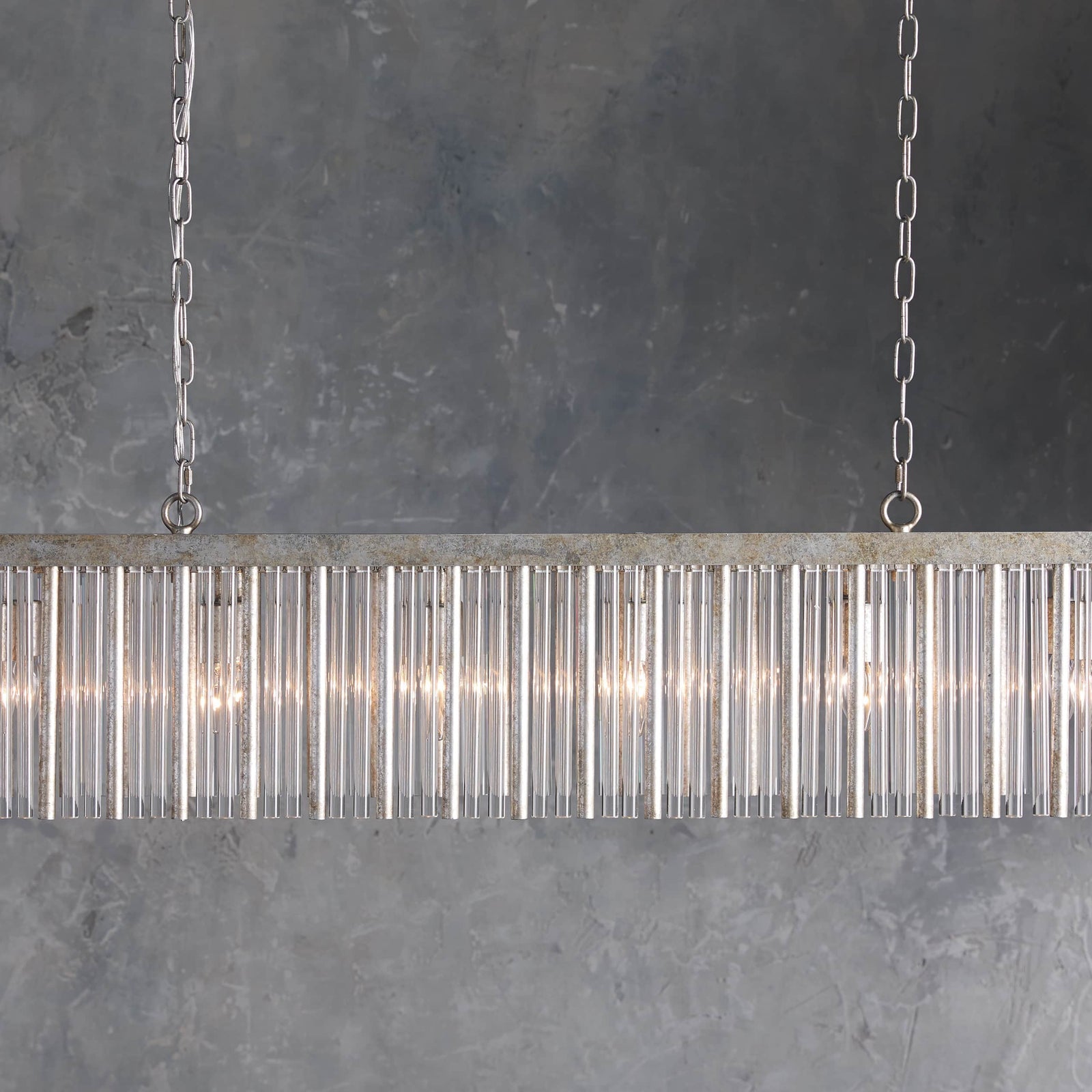 Silver Glass Round chandelier - Oriel Wisp for dining room view 1