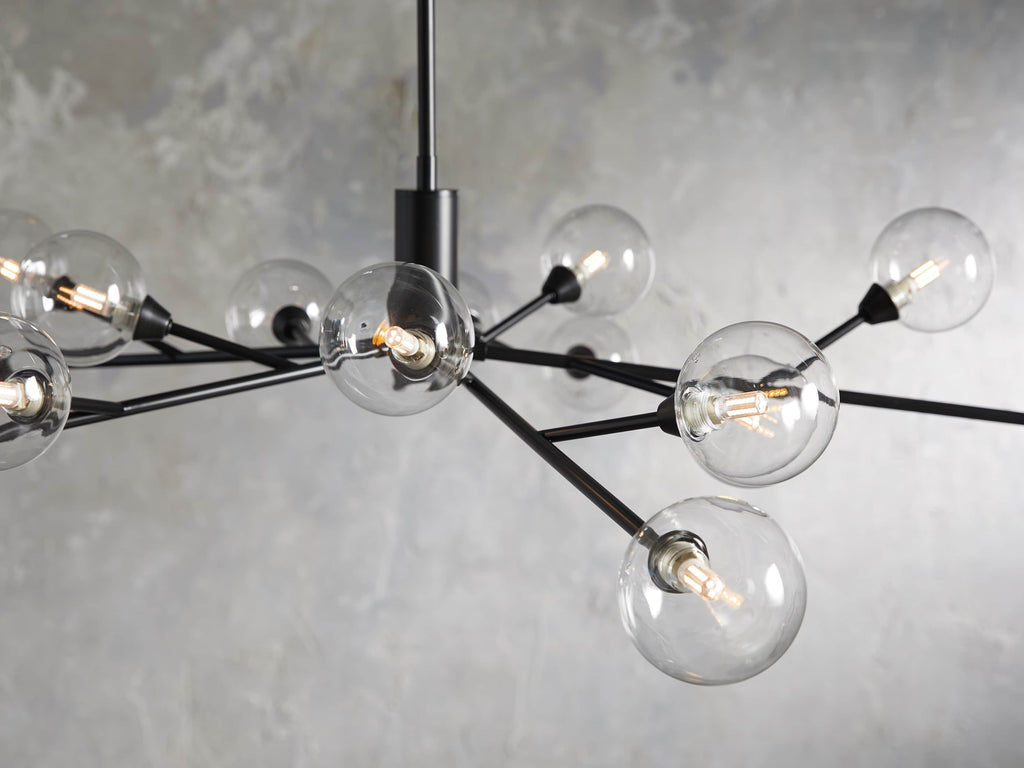 Polished Nickel Iron Round chandelier - Ansel Court for dining room view 3
