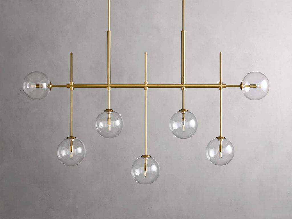 Clear Glass Linear chandelier - Aurelia Arc for dining room view 3