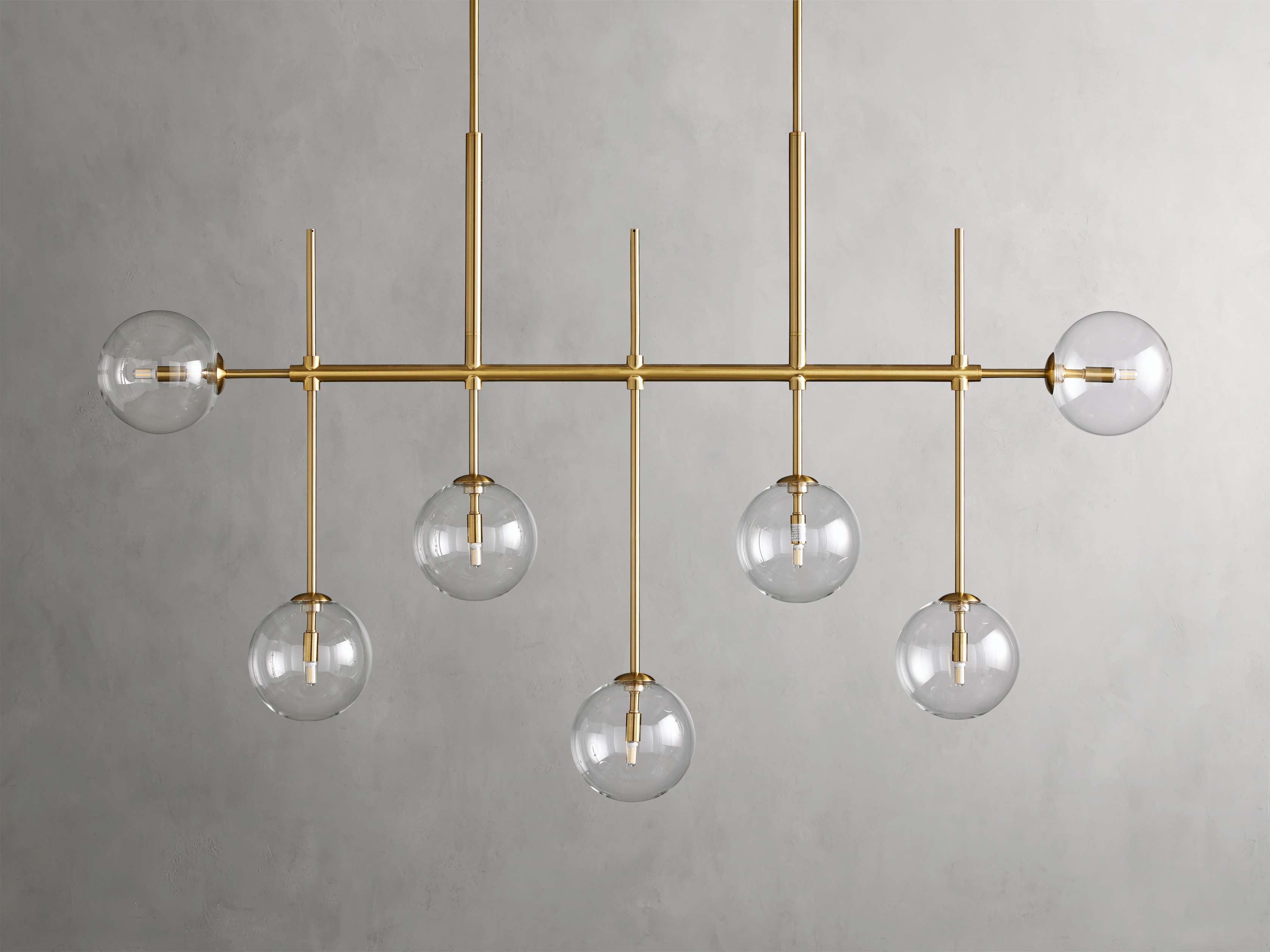Clear Glass Linear chandelier - Aurelia Arc for dining room view 3