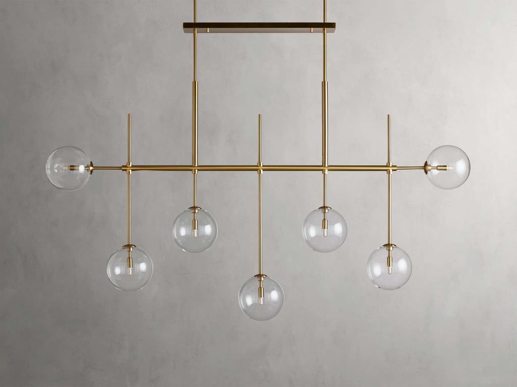 Clear Glass Linear chandelier - Aurelia Arc for dining room view 6