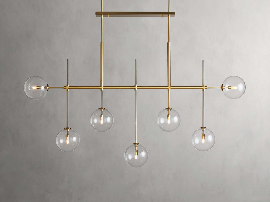 Clear Glass Linear chandelier - Aurelia Arc for dining room view 13