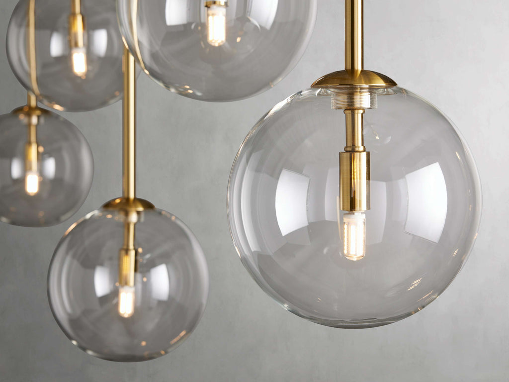 Clear Glass Linear chandelier - Aurelia Arc for dining room view 8