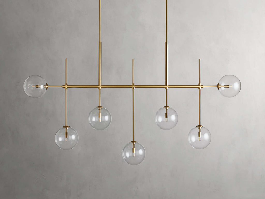 Clear Glass Linear chandelier - Aurelia Arc for dining room view 9