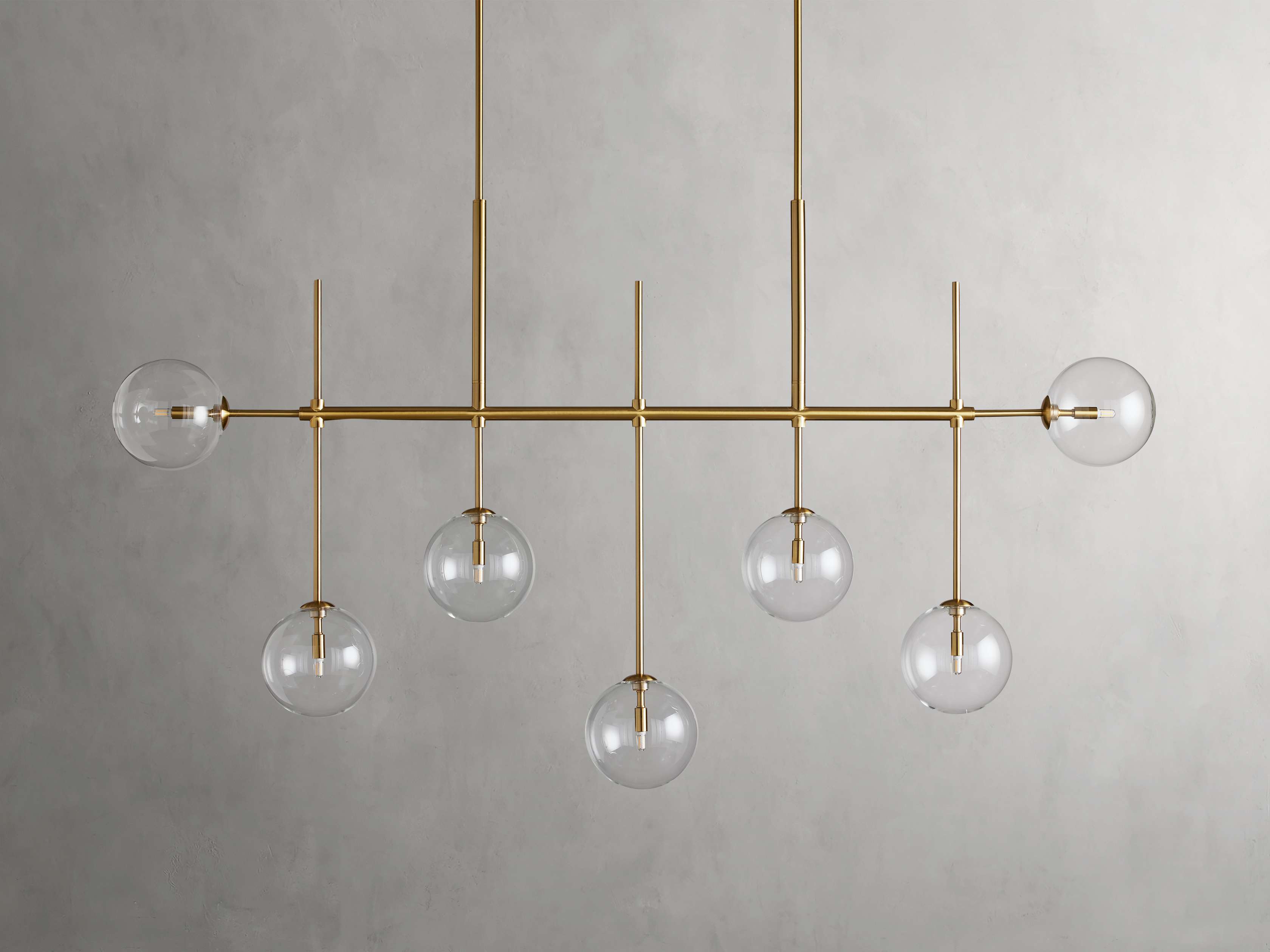 Clear Glass Linear chandelier - Aurelia Arc for dining room view 9