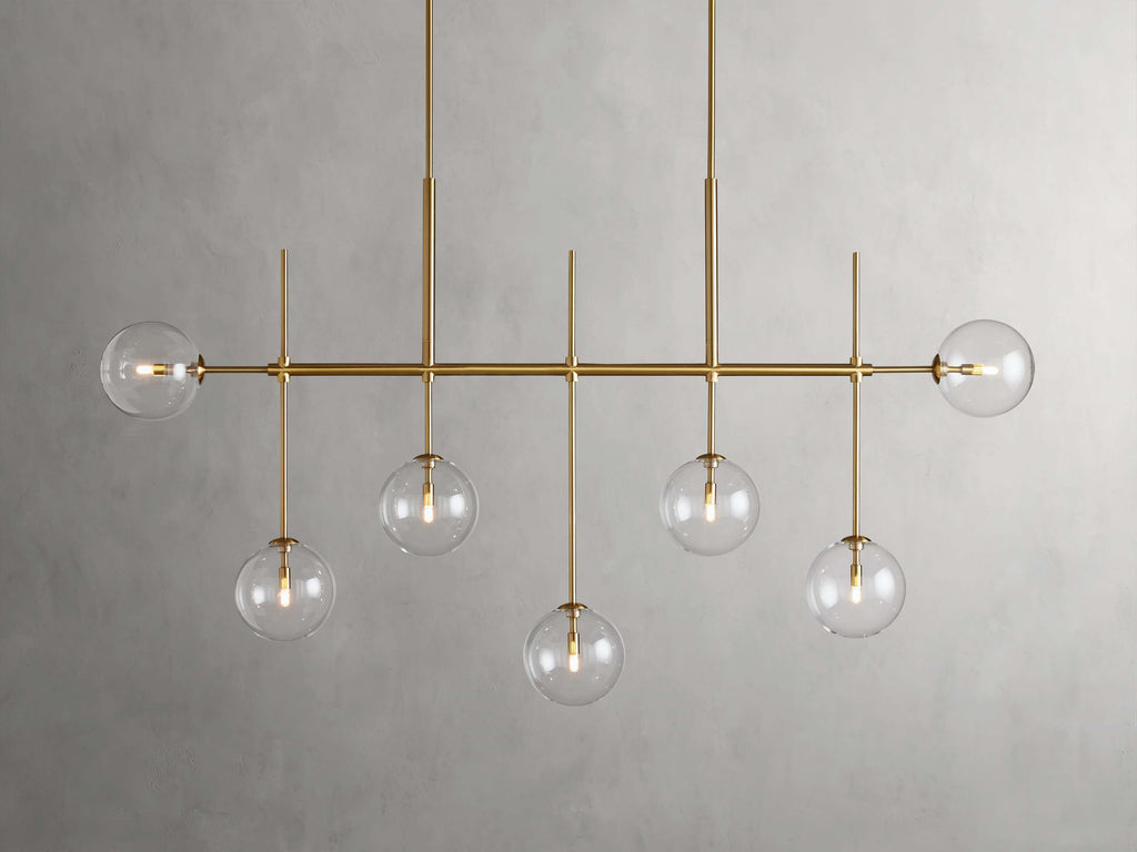 Clear Glass Linear chandelier - Aurelia Arc for dining room view 10