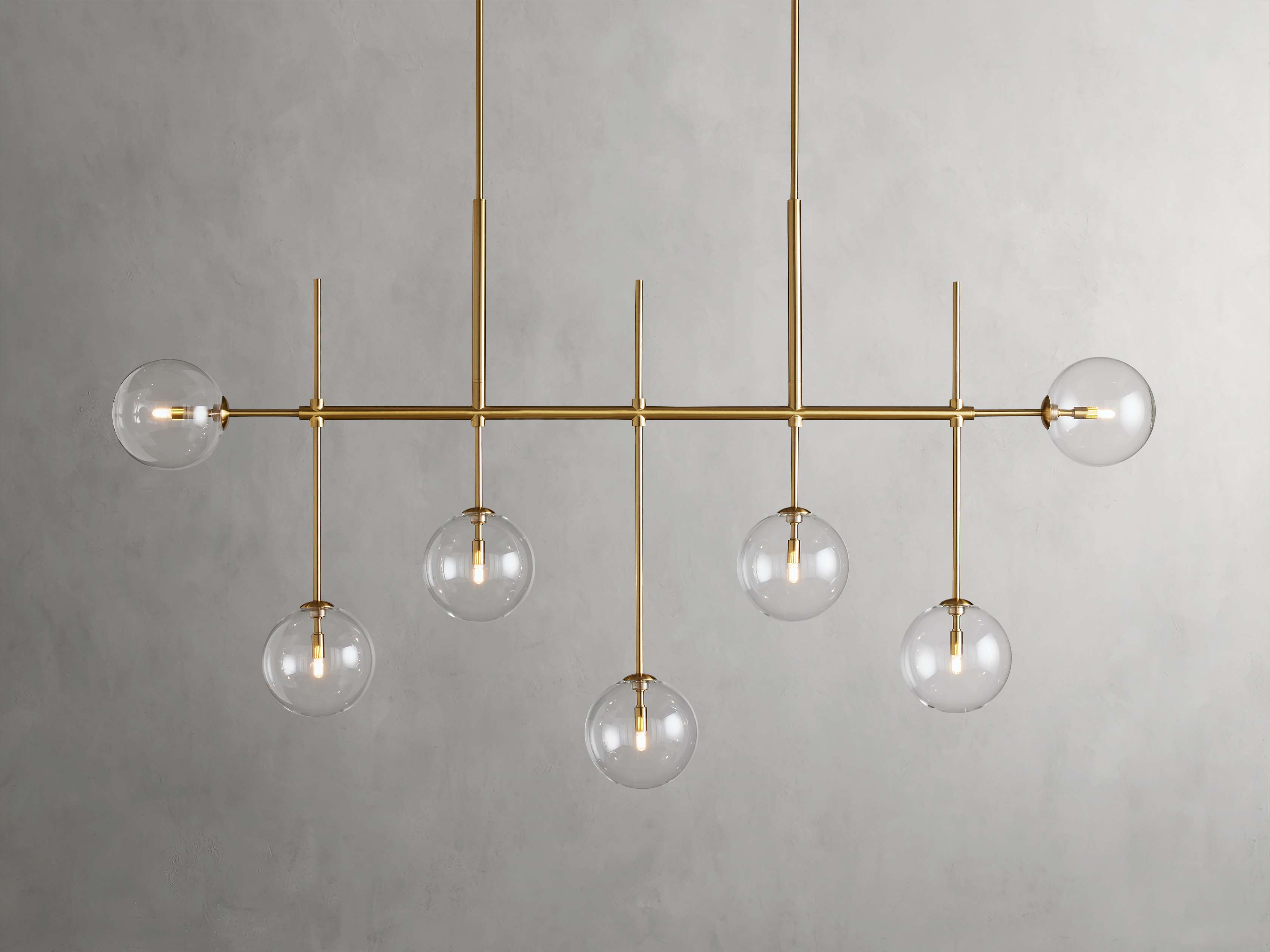 Clear Glass Linear chandelier - Aurelia Arc for dining room view 10