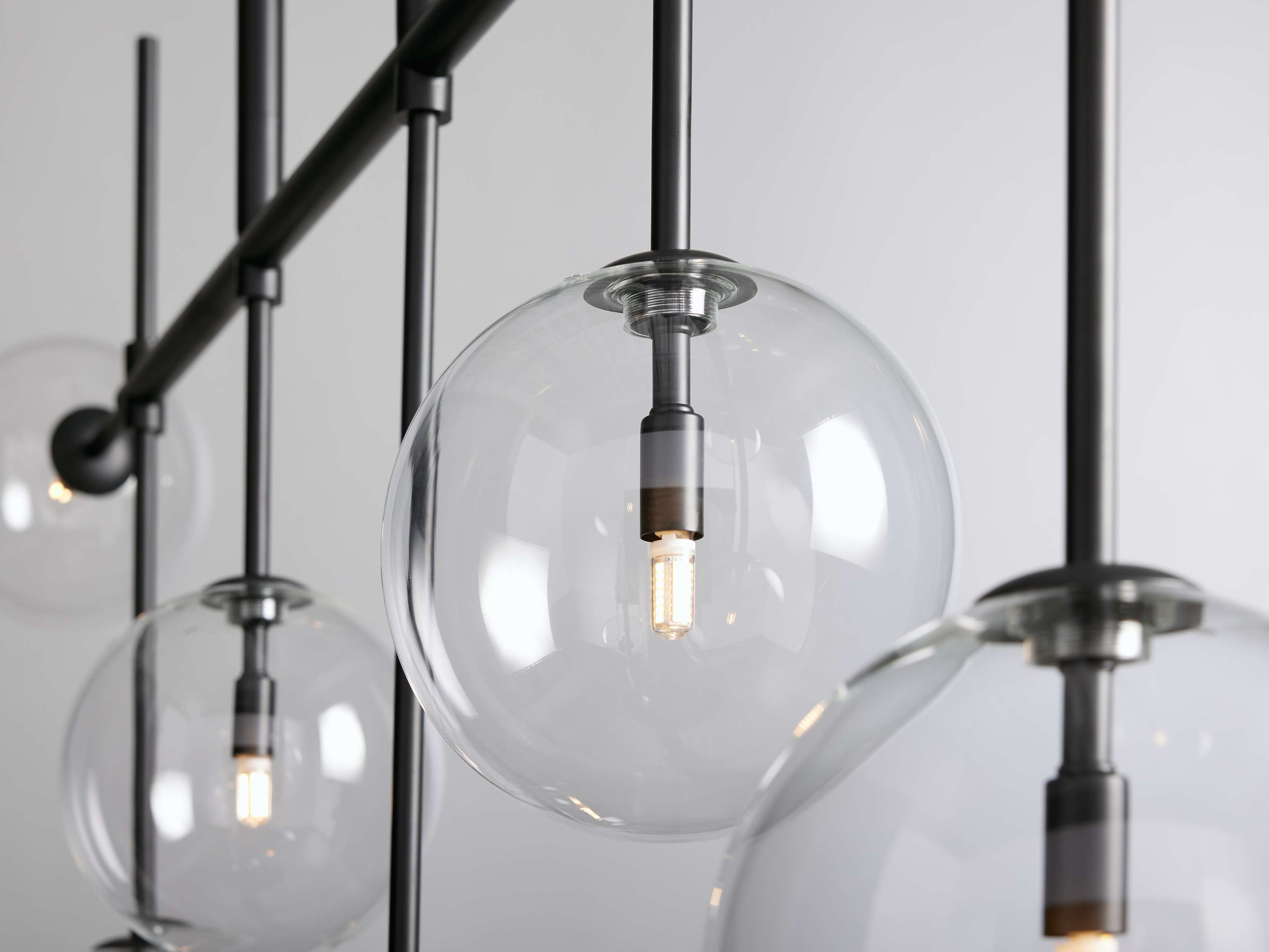 Clear Glass Linear chandelier - Aurelia Arc for dining room view 15